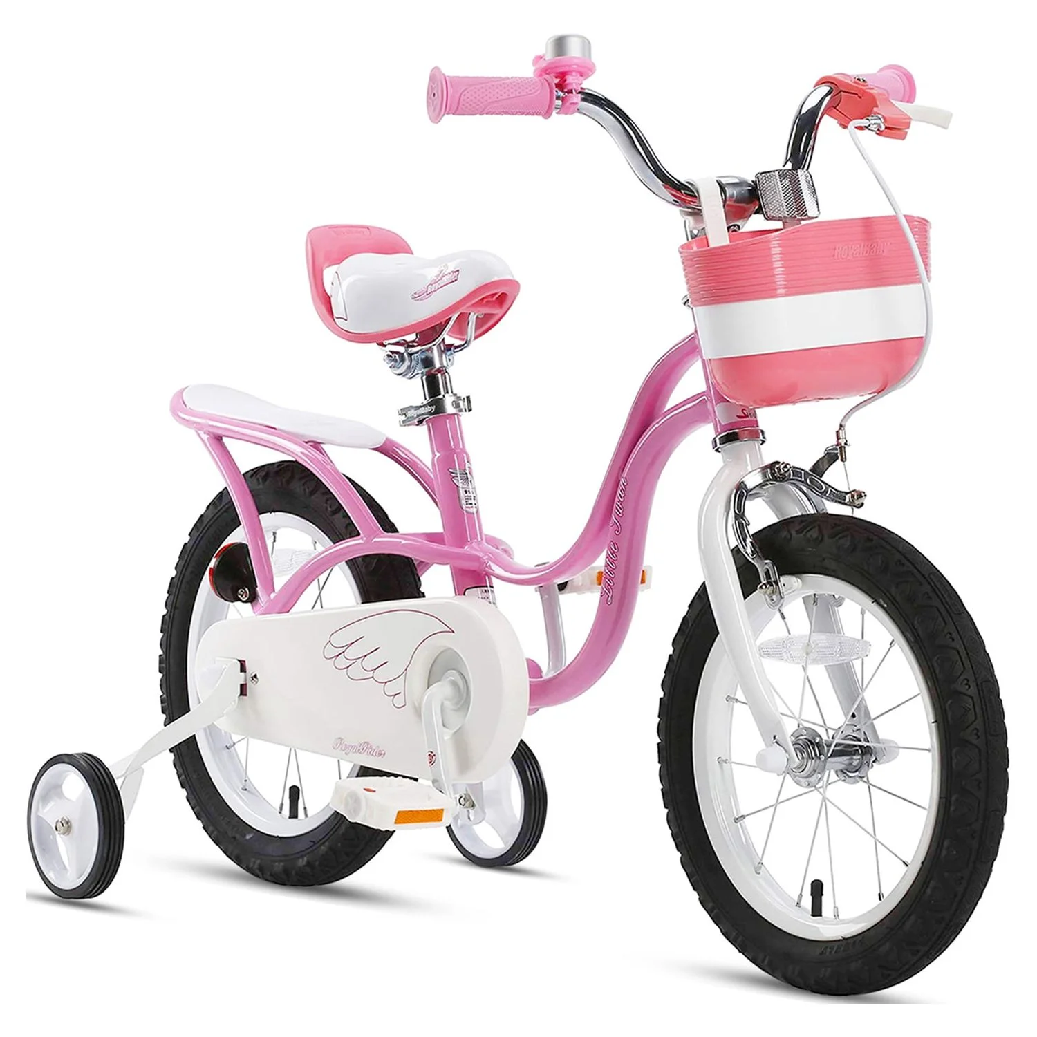 Royalbaby Little Swan Light Pink 16 Girl's Bicycle With Training Wheels and Basket - Womvr