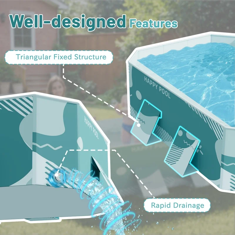 Homall 112�� Foldable Swimming Pool Outdoor Inflatable-free Pools Summer Portable Above Ground Pool Kiddie Pool Adults Kids Family Pet Dog Play Pool for Backyard Garden - Womvr