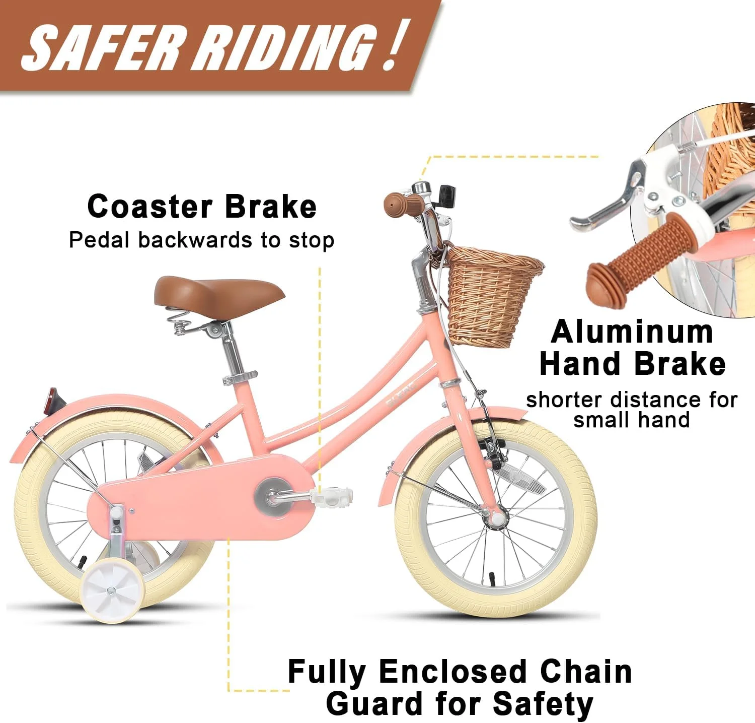 Glerc Little Molly 14 inch Kids Girls Bike for 3-5 Years Old Little Child,Yellow - Womvr