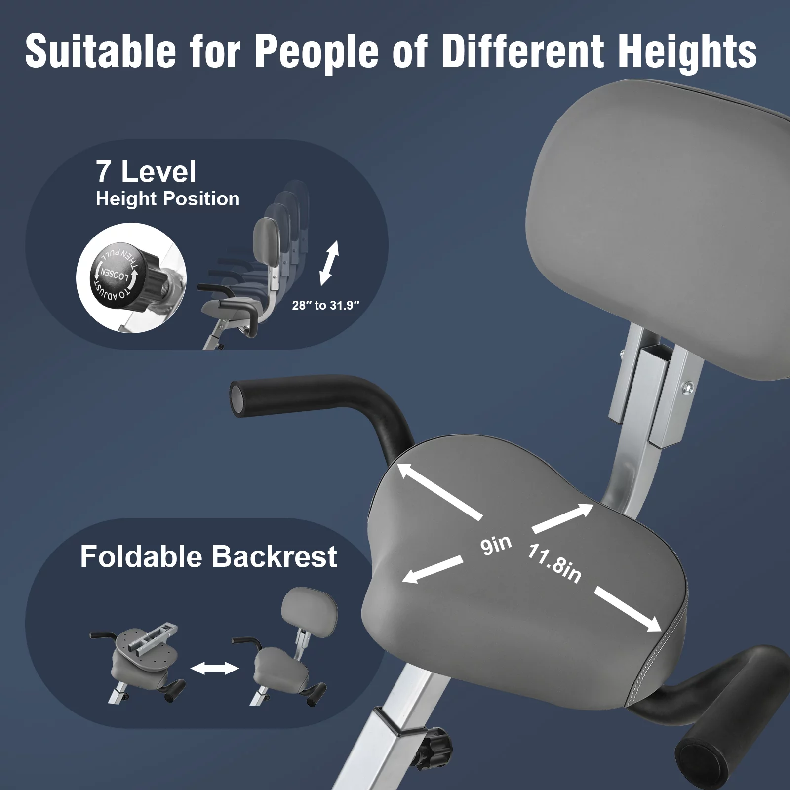 Wonder Maxi Exercise Bike Magnetic Fitness Cycle Folding Stationary Bike Indoor Home Use(White) - Womvr