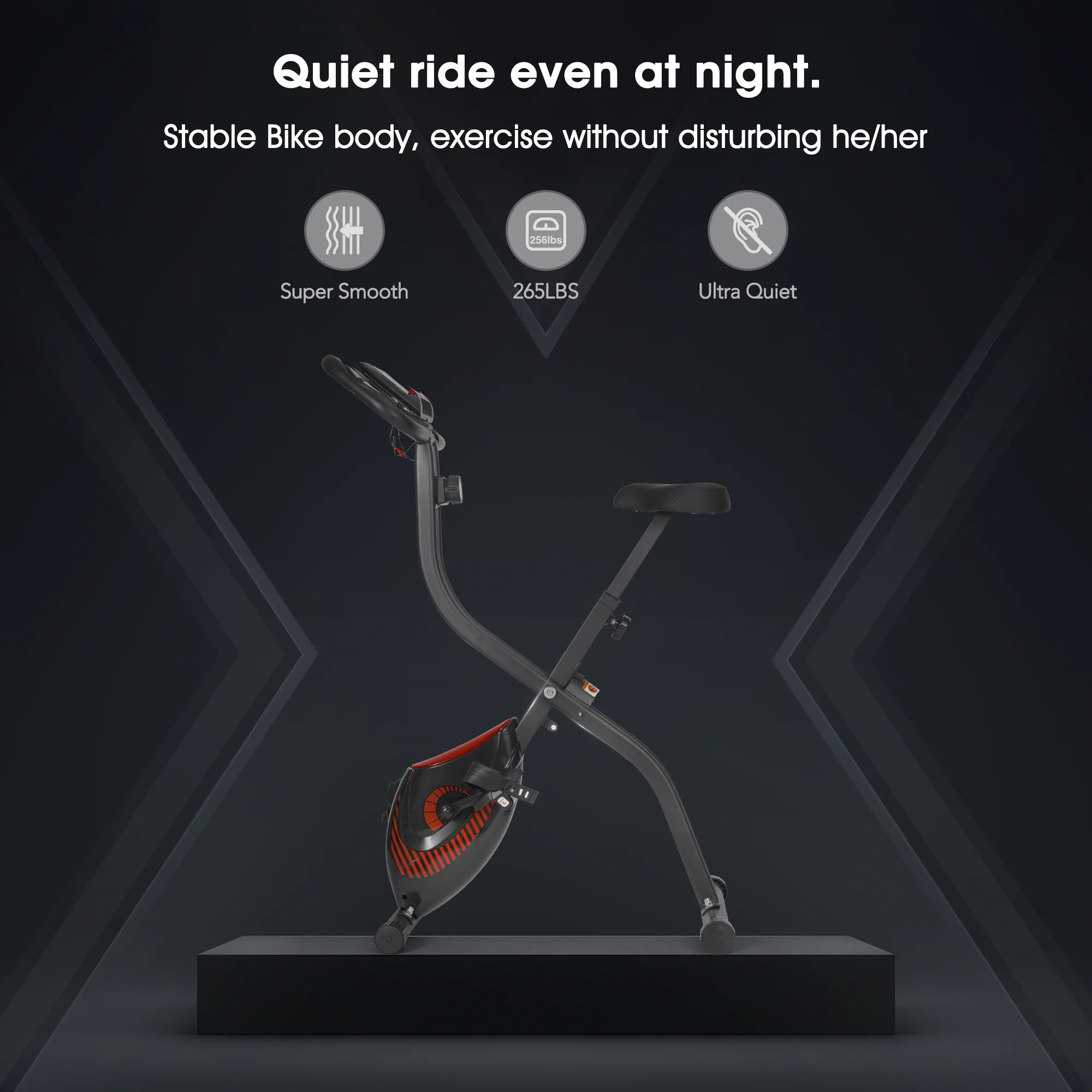 Exercise Bike Folding Stationary Bike Recumbent Exercise Bike Machine Home with LCD Monitor Phone Holder Portable - Womvr