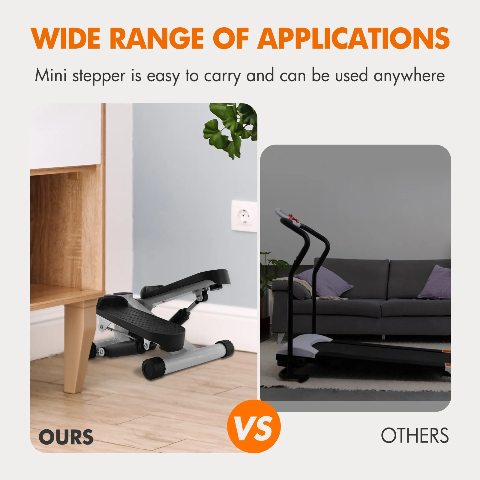 Mini Stepper Air Stair Climber Exercise Machine Health Aerobic Fitness Elliptical Trainers with Resistance Band LCD Display Gray - Womvr