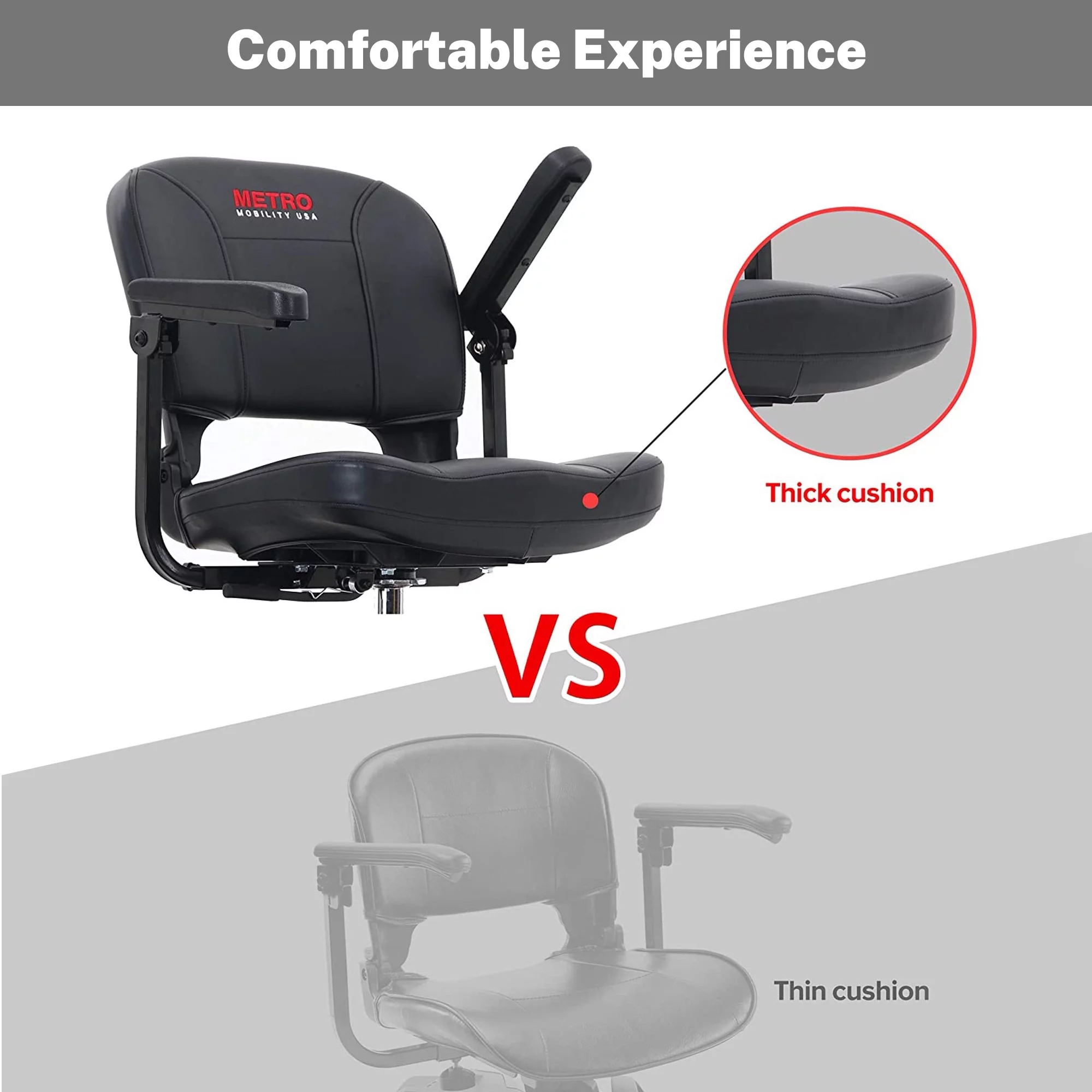 Segmart Mobility Scooter for Elderly, Durable Heavy Duty 4 Wheel Seniors Mobile Device with Lights, 300lbs, Red - Womvr