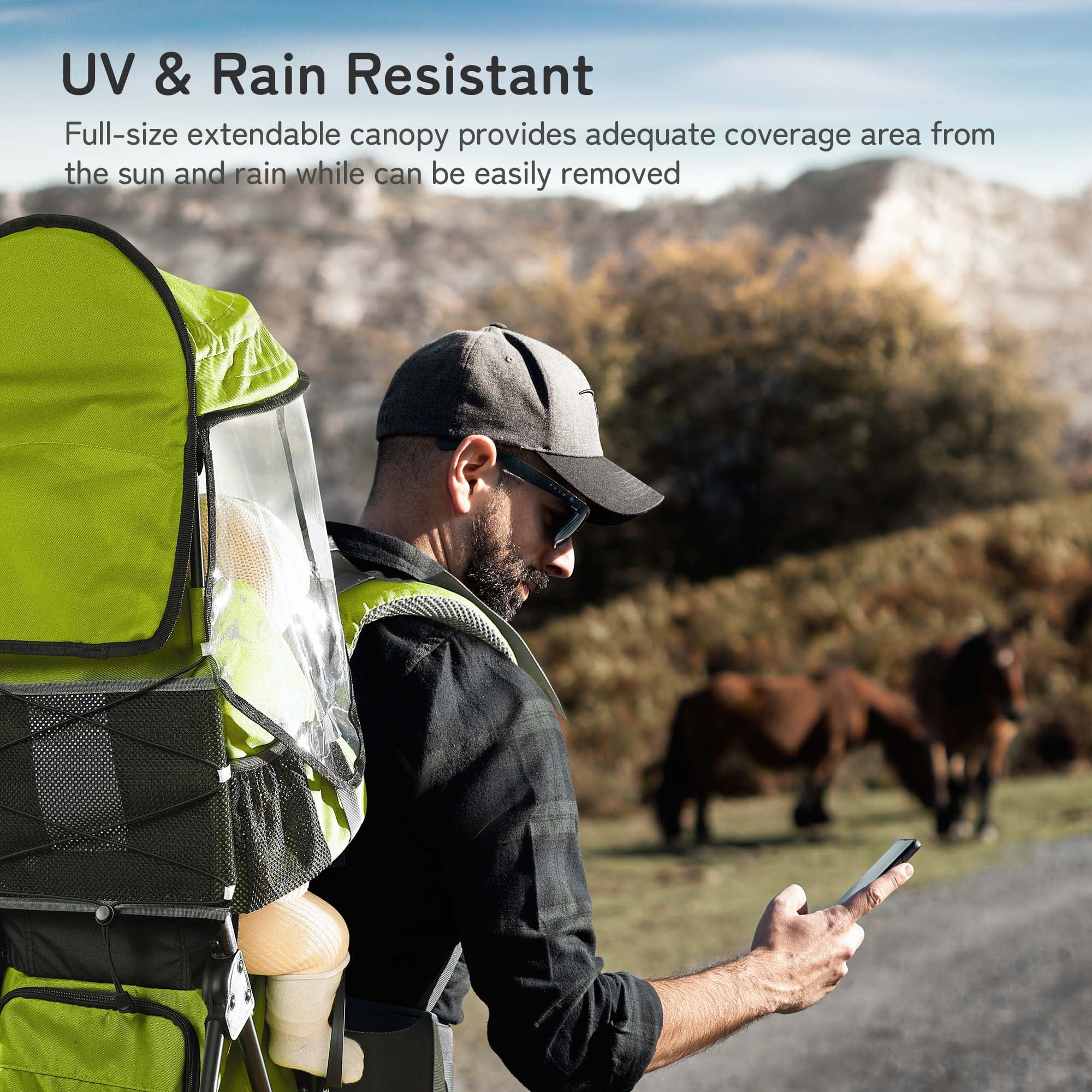 Besrey Baby Hiking Backpack Carrier for Toddlers, Waterproof & Lightweight Outdoor Child Back Frame, Black - Womvr