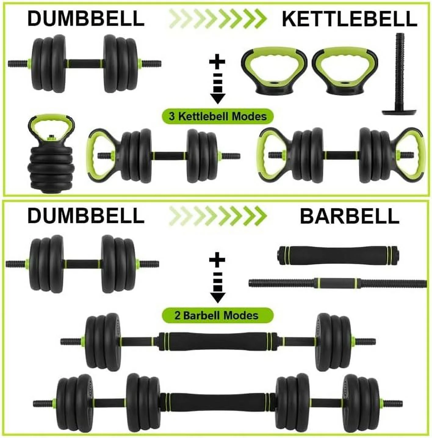 Adjustable Weight Dumbbell Set, 66LBS/88LBS 4 in1 Dumbbells Set,  Dumbbell, Barbell, Kettlebell and Push-up for Home Gym, Fitness Exercise Equipment for Men and Women - Womvr