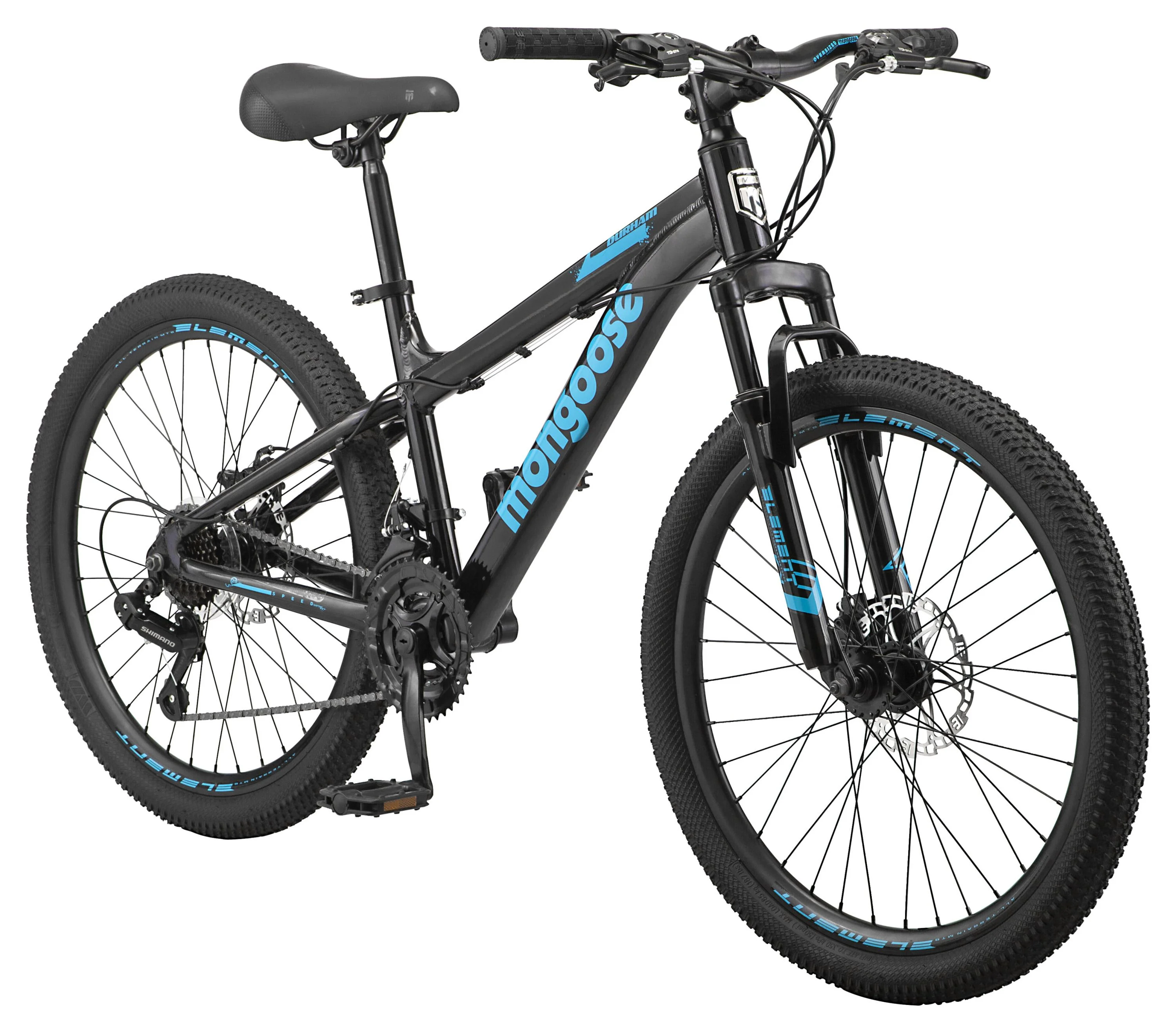 Mongoose 24-in. Durham Unisex Mountain Bike, Black, 21 Speeds - Womvr