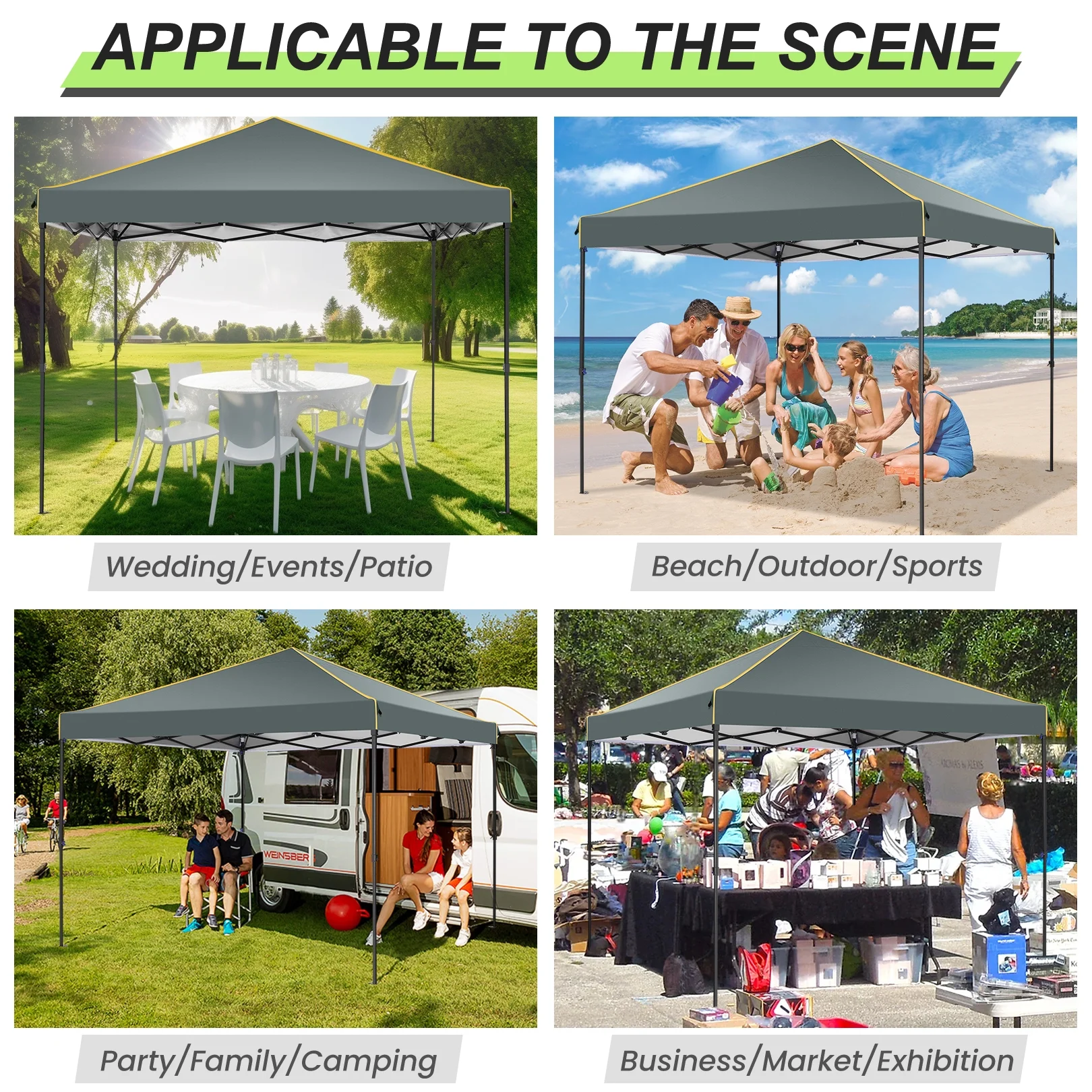 SANOPY 10' x 10' Pop up Canopy, UV and Rain Resistant Canopy Shelter with 4 Removable Sidewalls and Sandbags, Outdoor Canopy with Carry Bag for Grass, Beach and Camping - Womvr