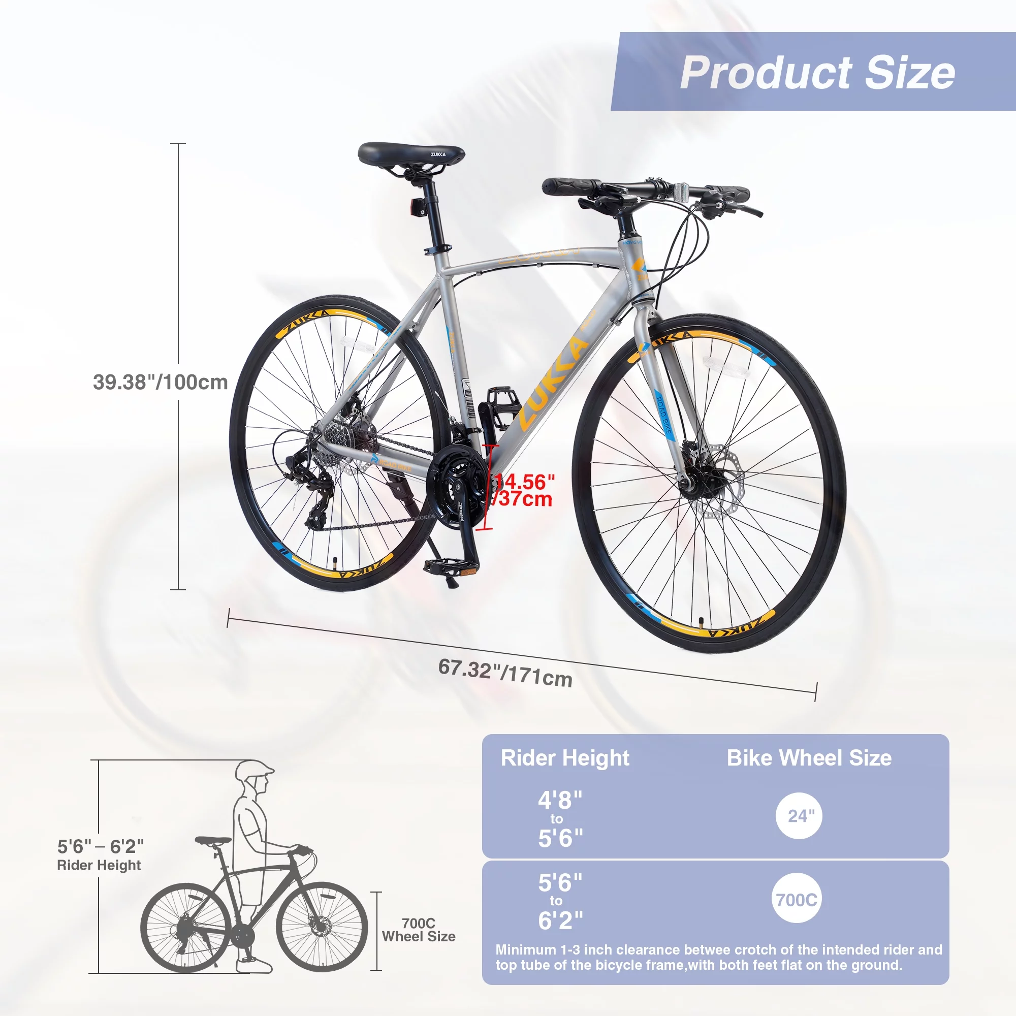 24 Speed Road Bike for Men Women, 700C Aluminum Flat Bar Road Bike with Disc Brakes, White - Womvr