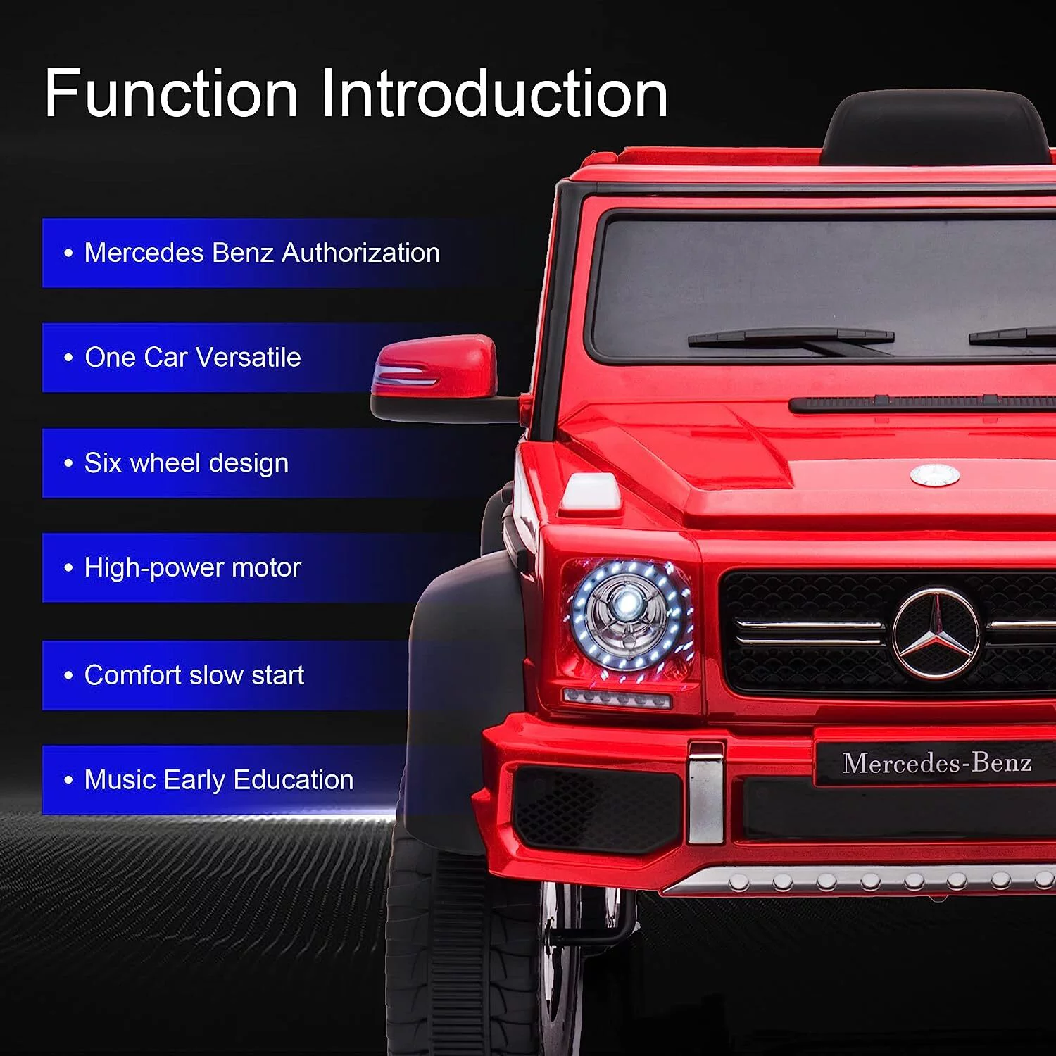 BATE Mercedes Benz 24V Powered Ride On Cars with 6 Wheels, Kids Ride On Toys with Remote Control, MP3 Player,  Red - Womvr