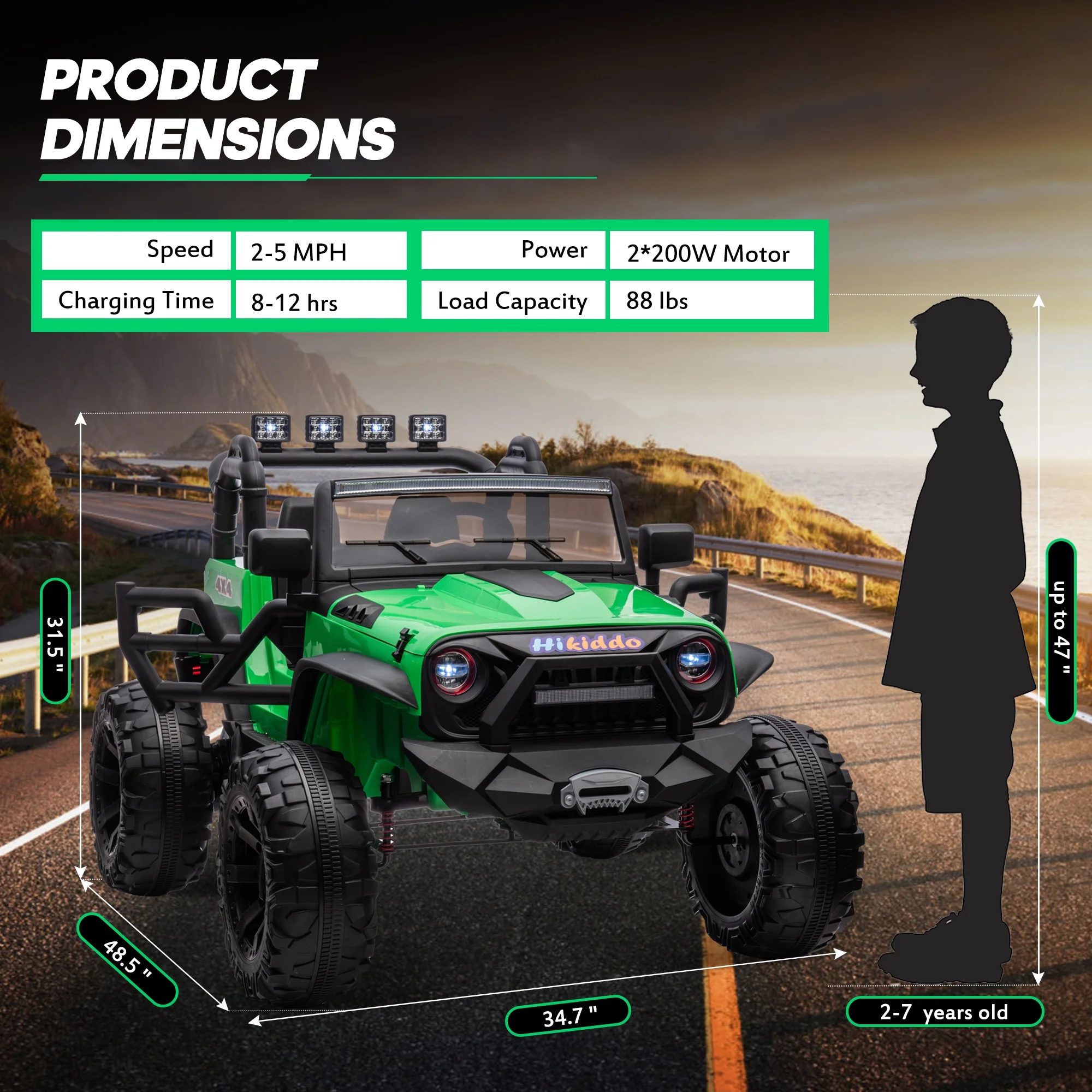 Outfunny 24V Kids Ride on Truck, 2-Seater Powered Ride on Toy Car with Remote - Womvr