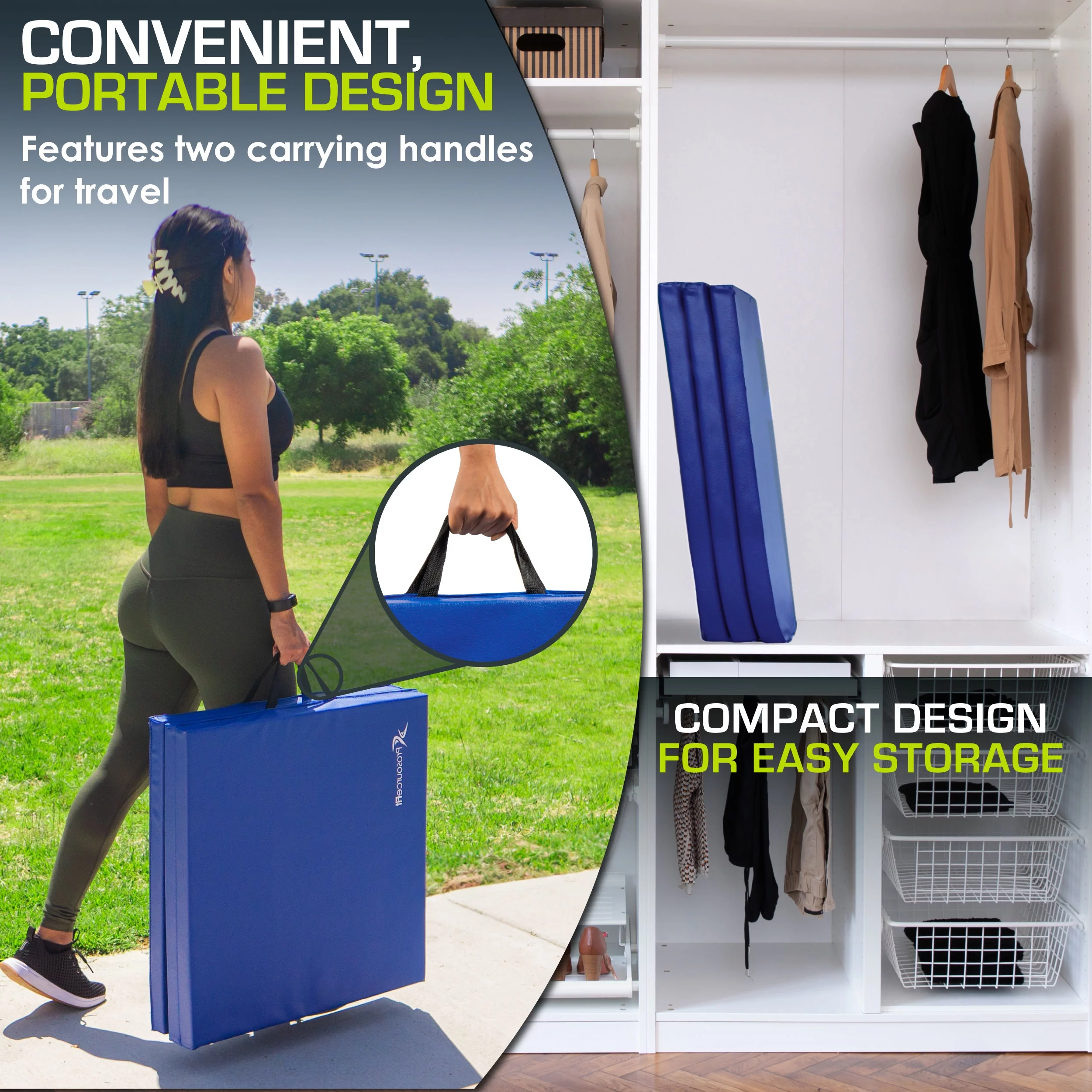 ProsourceFit Tri-Fold Folding Gymnastics Mat 6'x2' for Exercise - Womvr