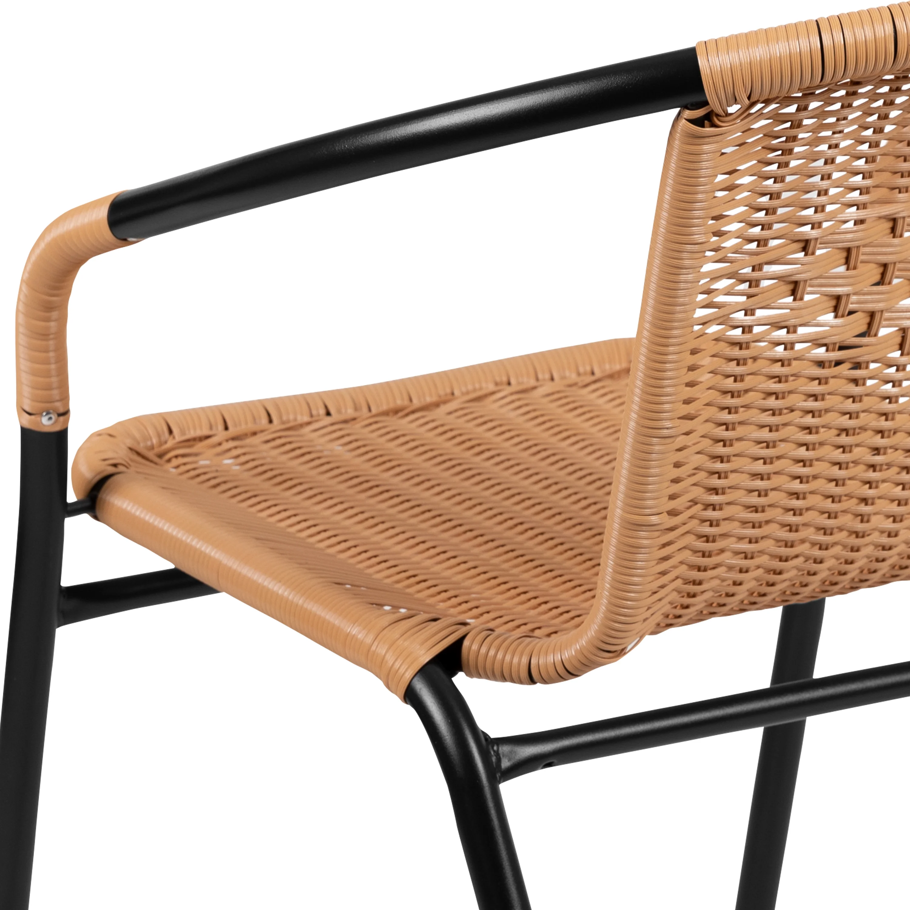 Emma + Oliver 2 Pack Gray Rattan Indoor-Outdoor Restaurant Stack Chair with Curved Back - Womvr
