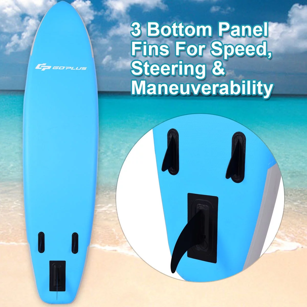 Costway 10' Inflatable Stand up Paddle Board Surfboard SUP W/ Bag Adjustable Paddle Fin - Womvr