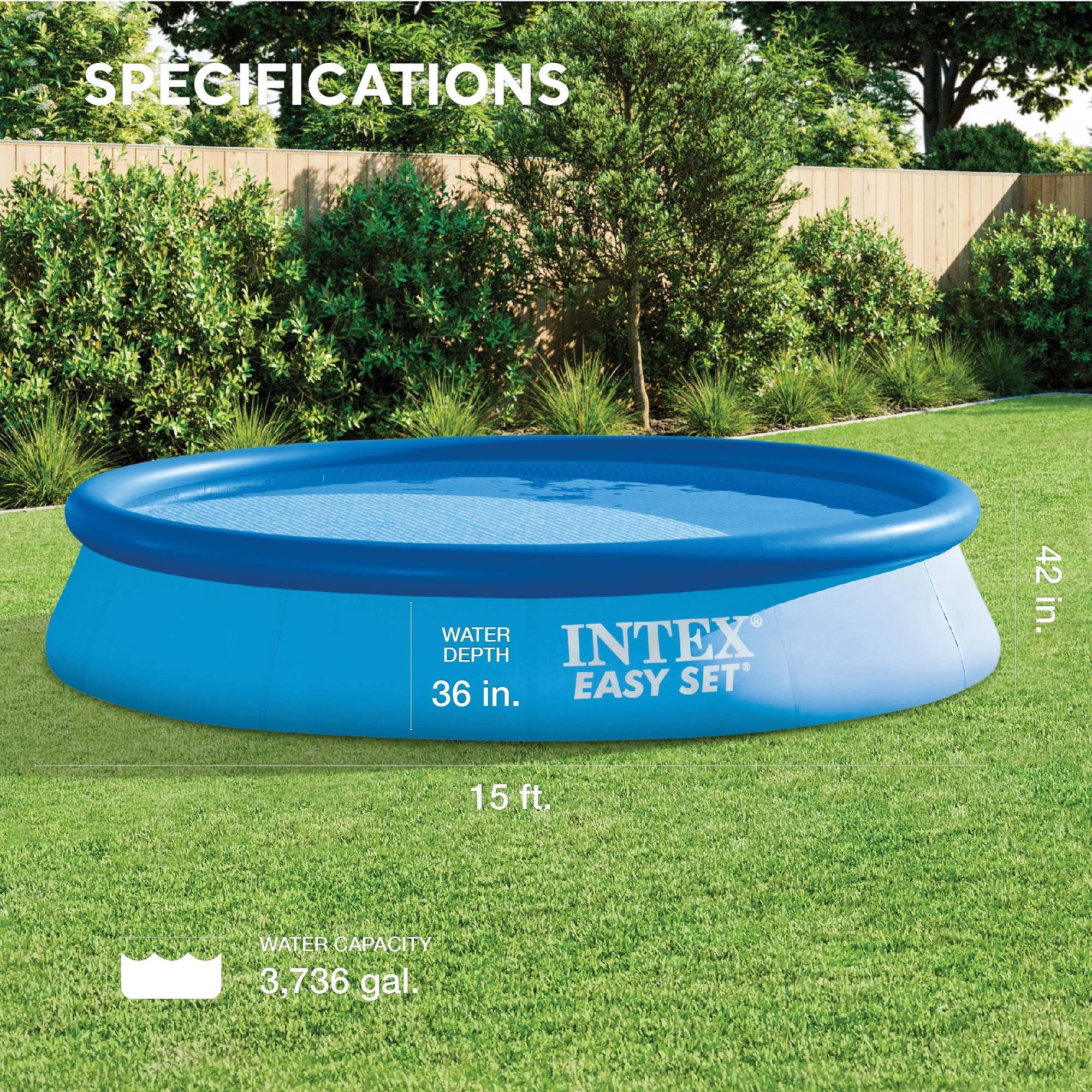 Intex 26165EH 15ft x 42in Easy Set Inflatable Above Ground Swimming Pool w/ Pump - Womvr