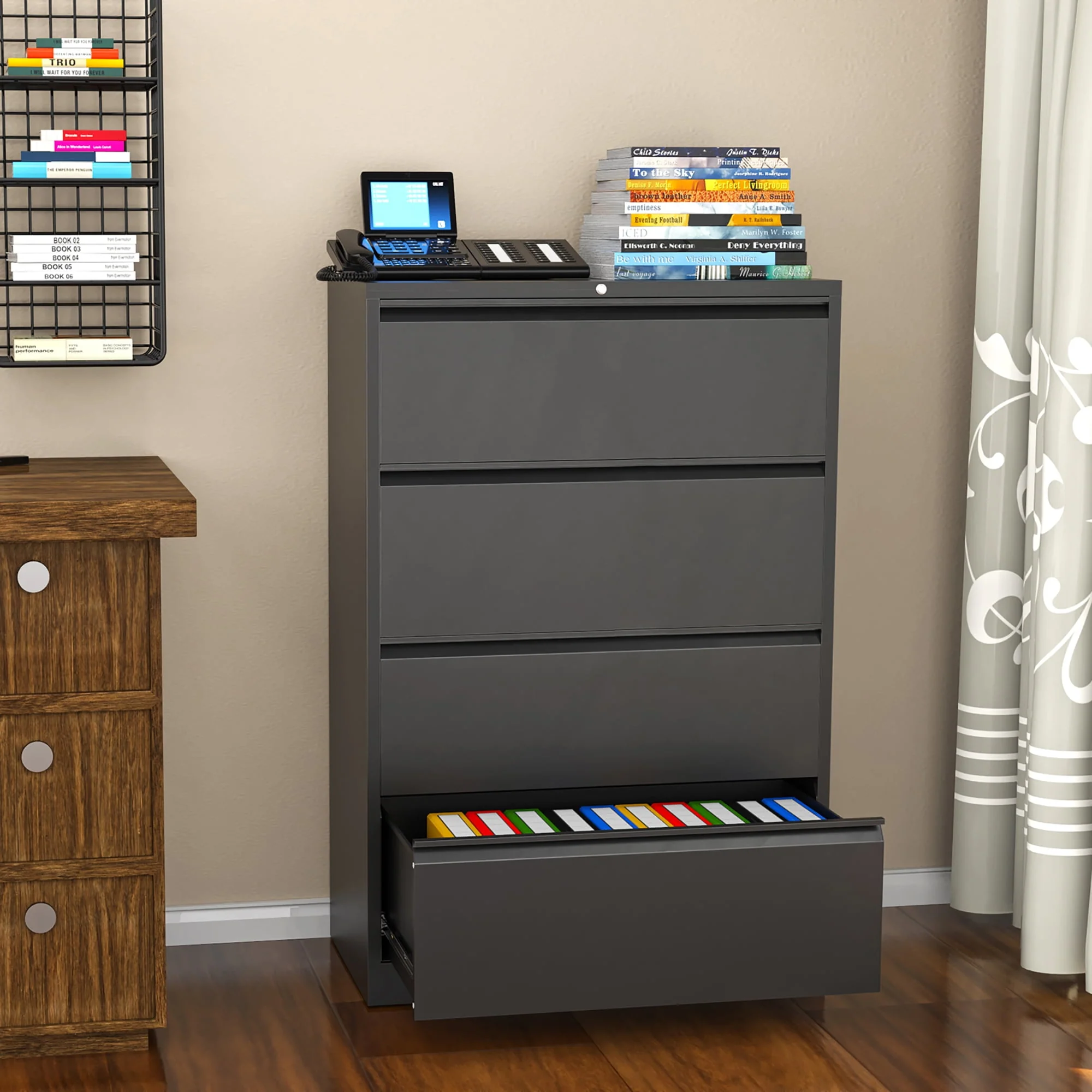 SUPEER 4 Drawer File Cabinet , Metal Vertical File Storage Cabinet with Lock, Office Home Steel Vertical File Cabinet for A4 Letter /Legal Size, 14.96