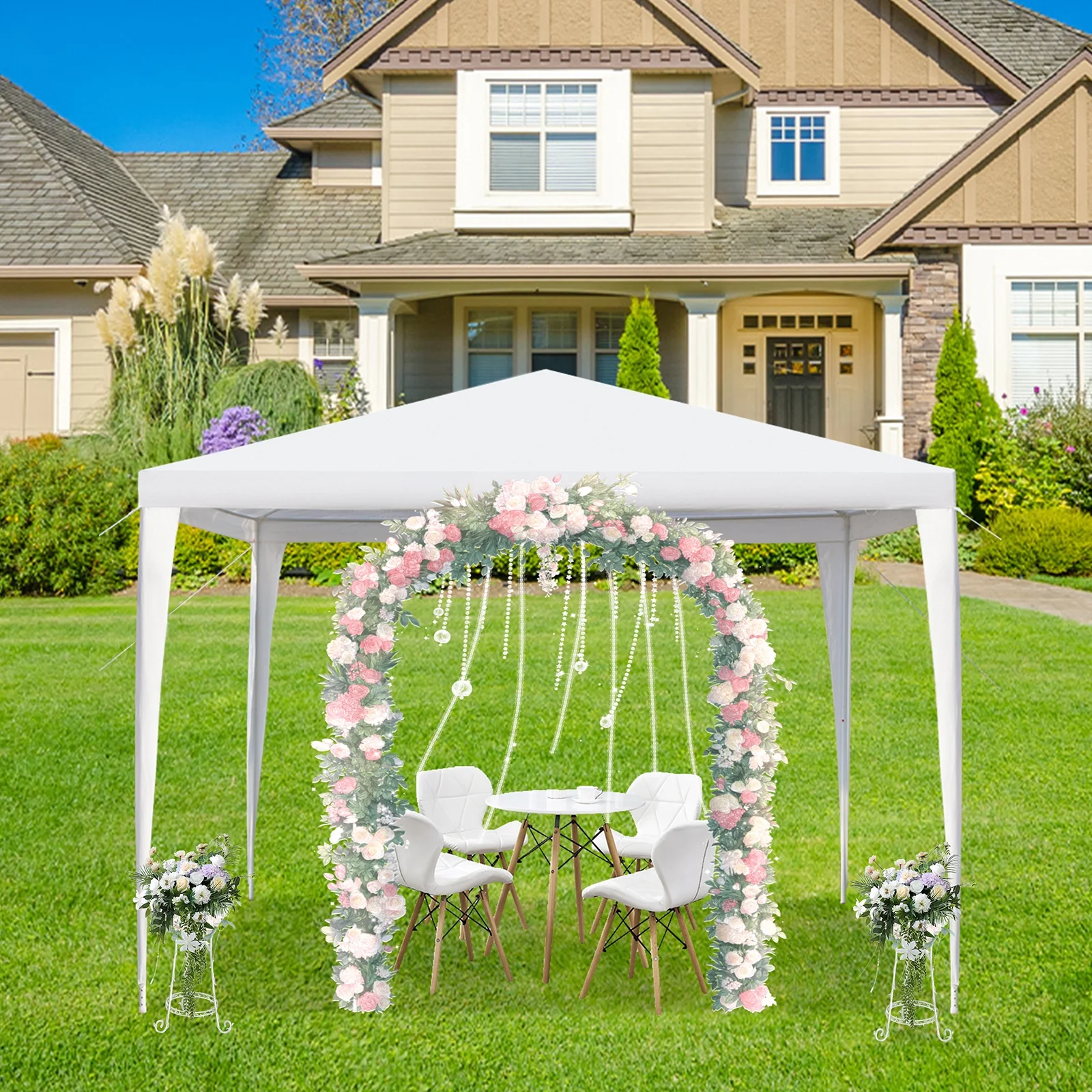 UBesGoo 10' x 10' Canopy Waterproof Party Tent Practical Outdoor Tent for Parties White - Womvr