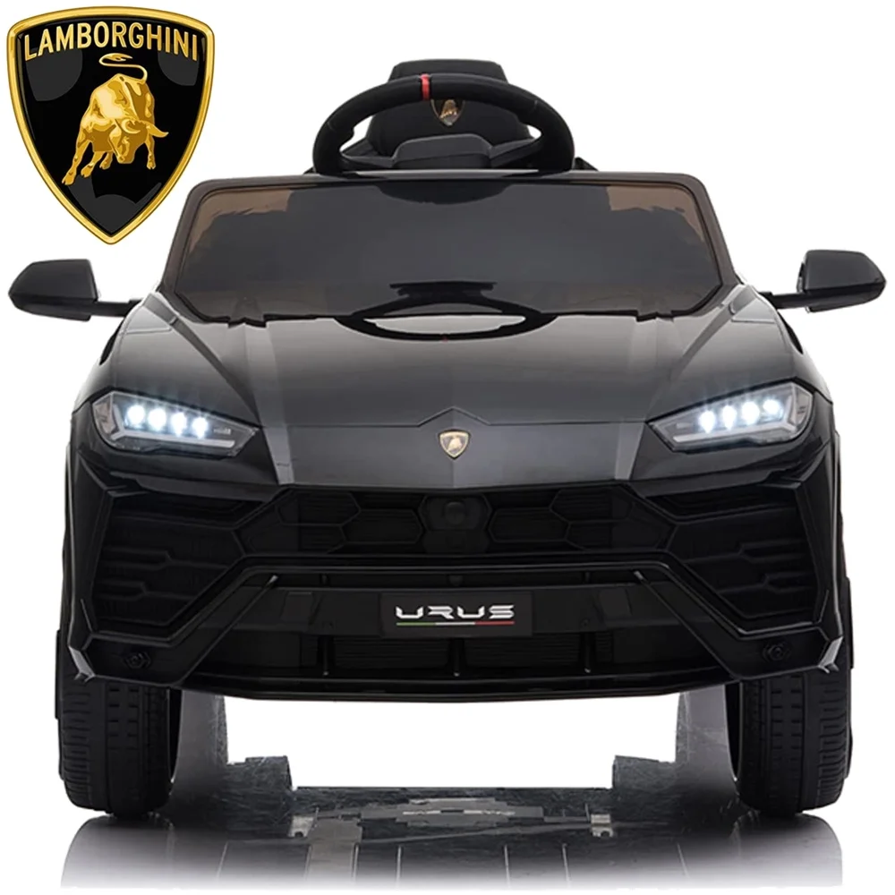 Lamborghini Urus 12V Electric Powered Ride on Car Toys for Girls Boys, Black Kids Electric Vehicles Ride on Toys with Remote Control, Foot Pedal, MP3 Player and LED Headlights, CL61 - Womvr