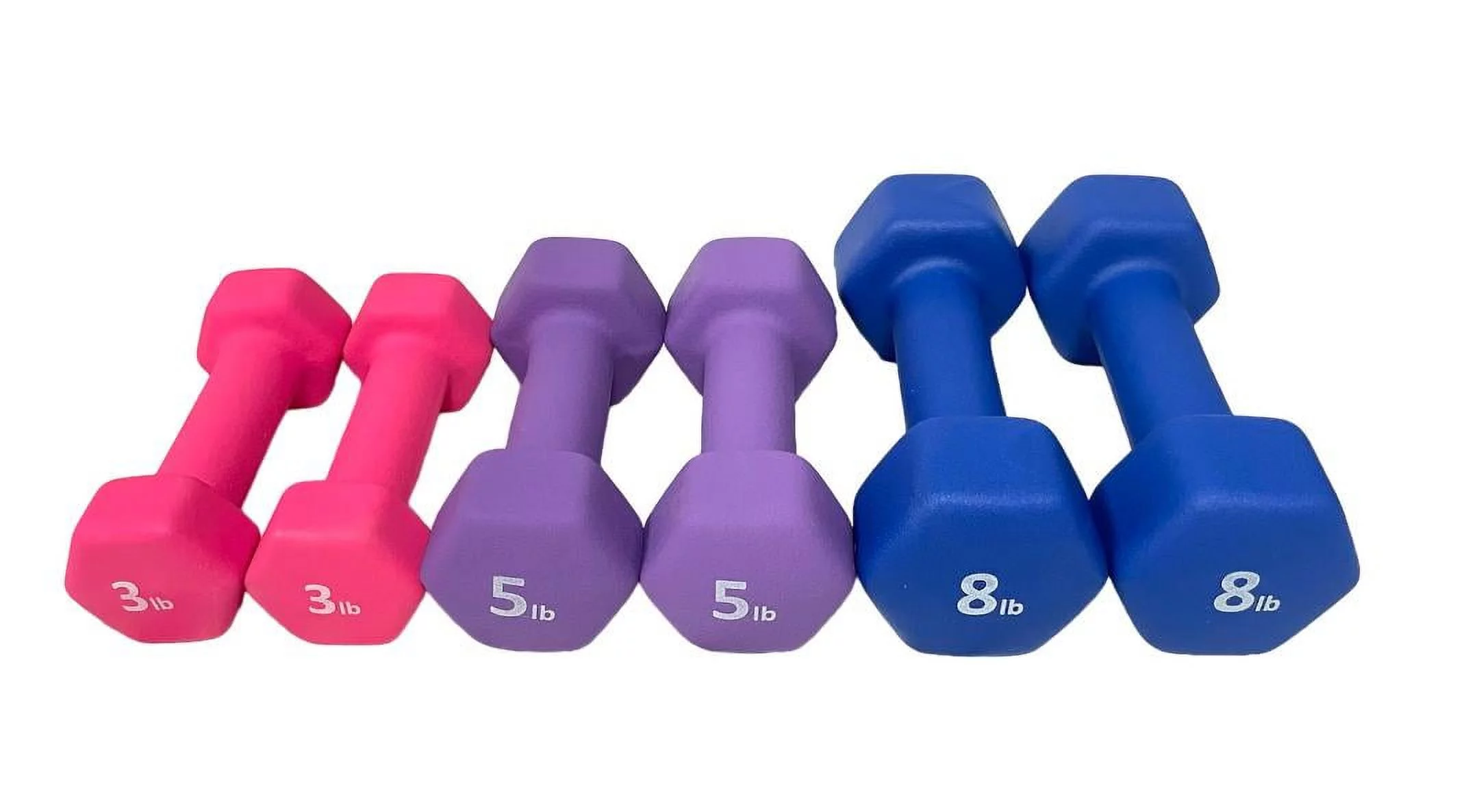 Rainforest Basics Neoprene 5 Lbs. Hex Dumbbells Hand Weights, Set of 2 - Womvr