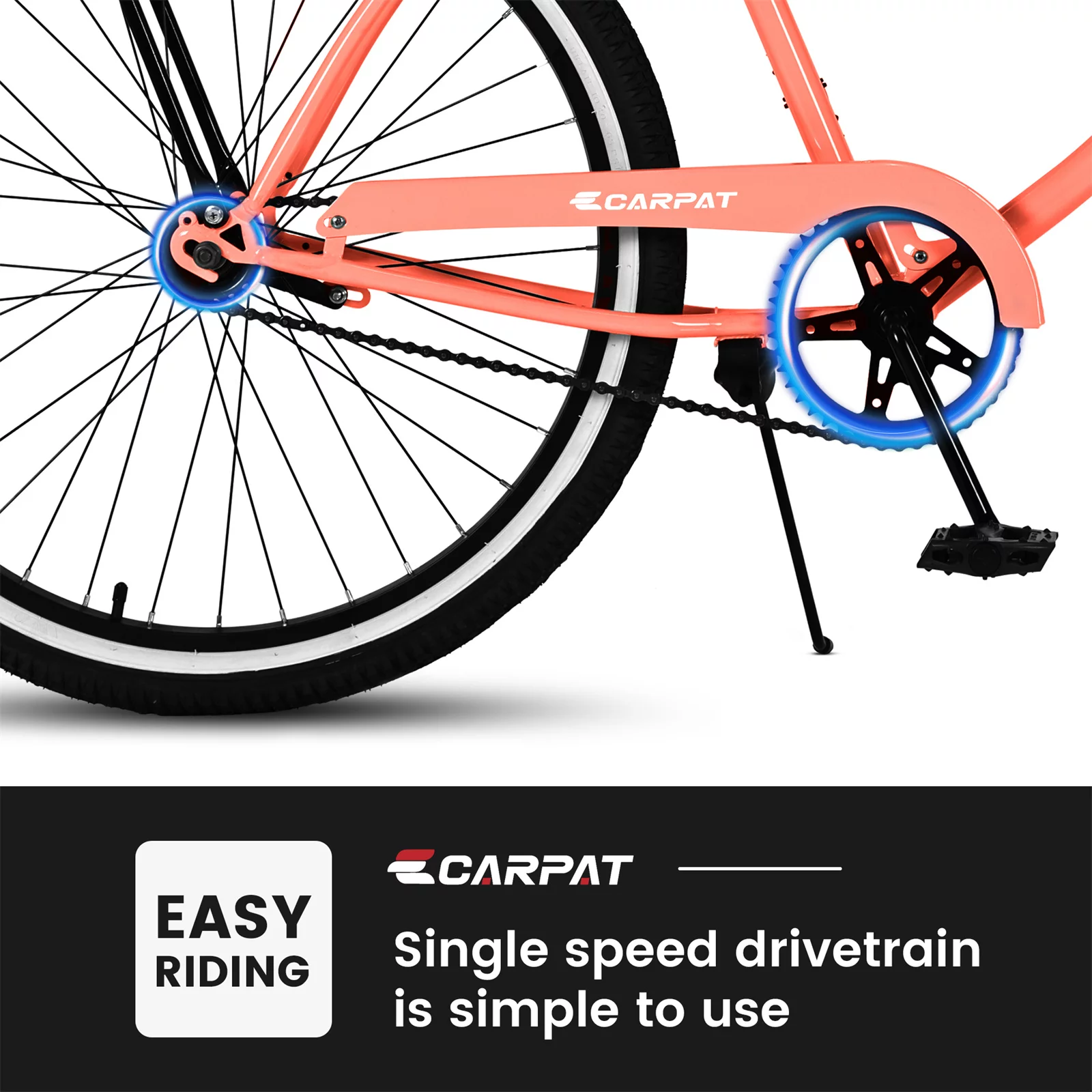 26in. Women's Beach Cruiser Bike with Rear Rack, Steel Frame Comfort Bicycle for Adult, White - Womvr