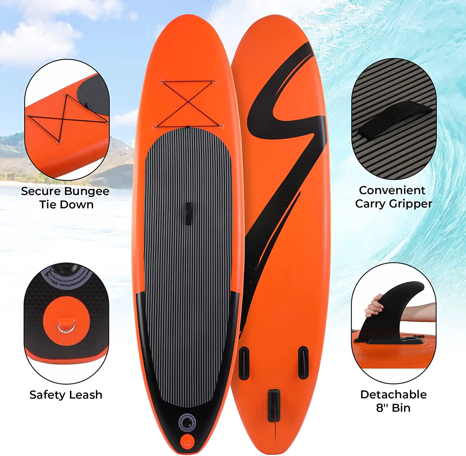streakboard 10' Inflatable Stand up Paddle Board with SUP Accessories, Backpack, Paddle & Hand Pump - Womvr