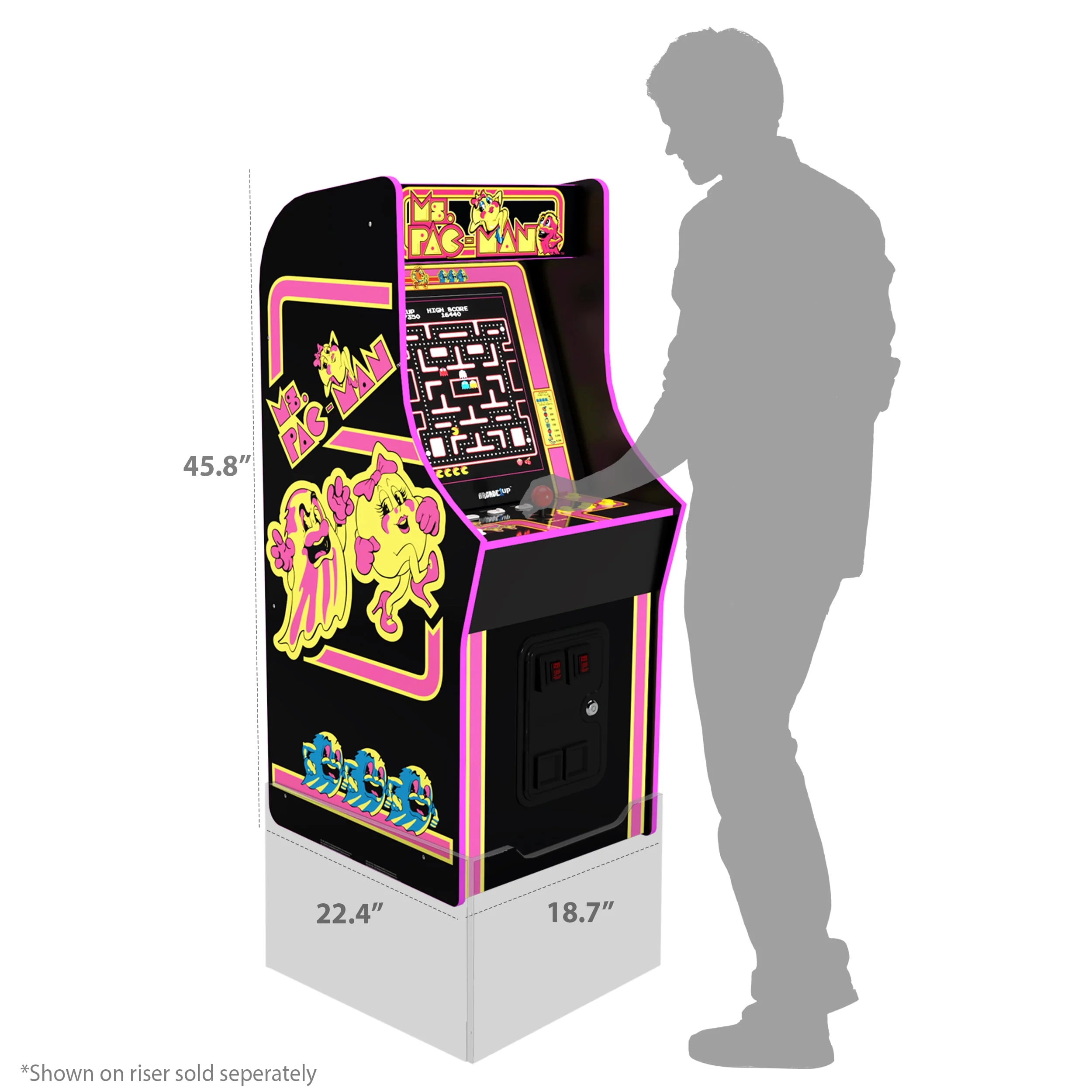 Arcade1Up Ms. PAC-MAN Classic Arcade Game, built for your home, 4-foot-tall stand-up cabinet, 14 classic games, and 17-inch screen - Womvr