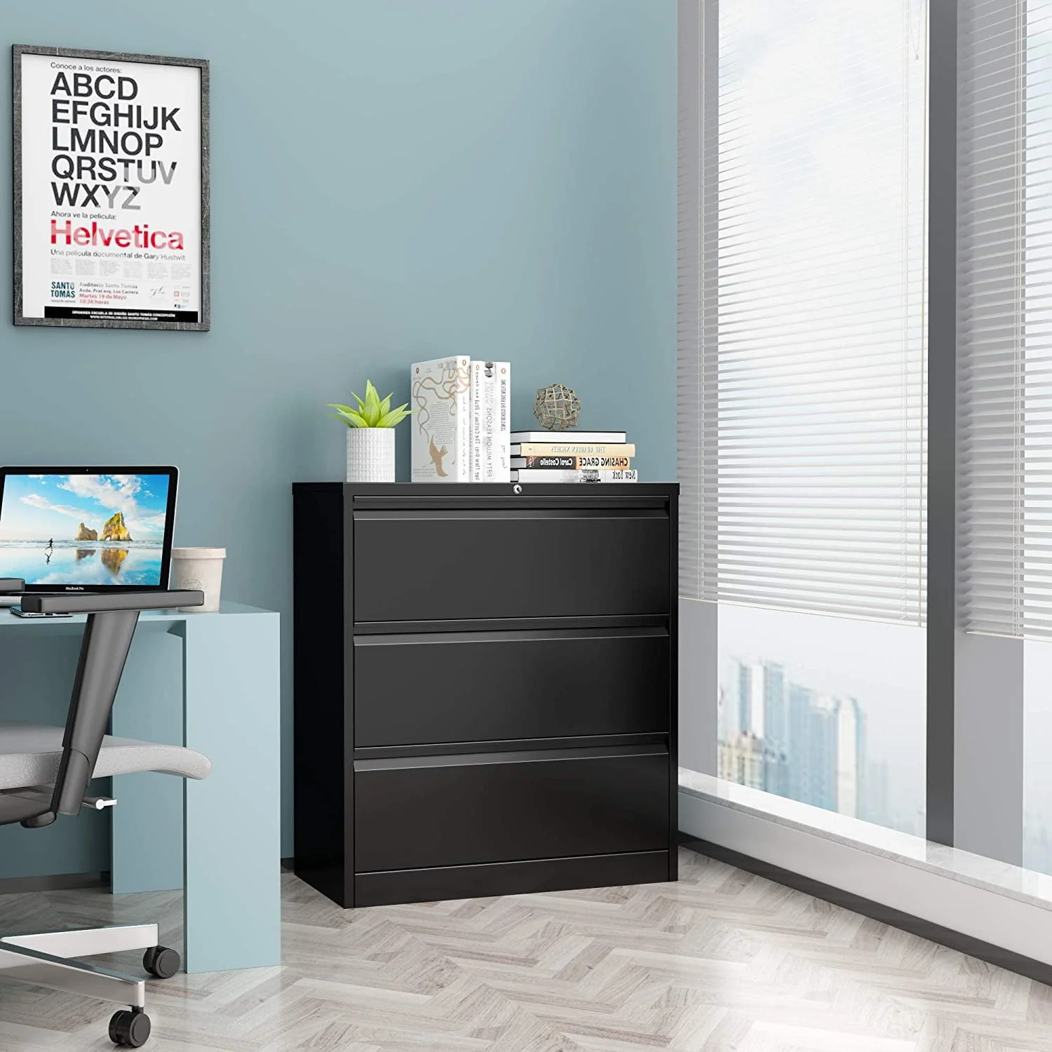 SUPEER 4 Drawer File Cabinet , Metal Vertical File Storage Cabinet with Lock, Office Home Steel Vertical File Cabinet for A4 Letter /Legal Size, 14.96