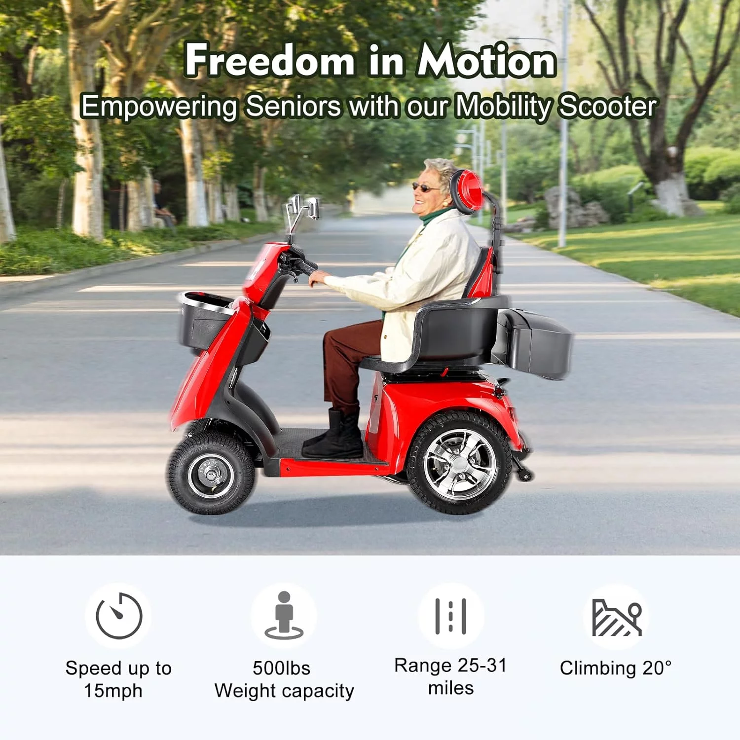 Heavy duty 4 wheel adult mobility Scooter Senior Medical Electric Mobility Scooter 800W Mobility scooter 500 lb capacity. - Womvr