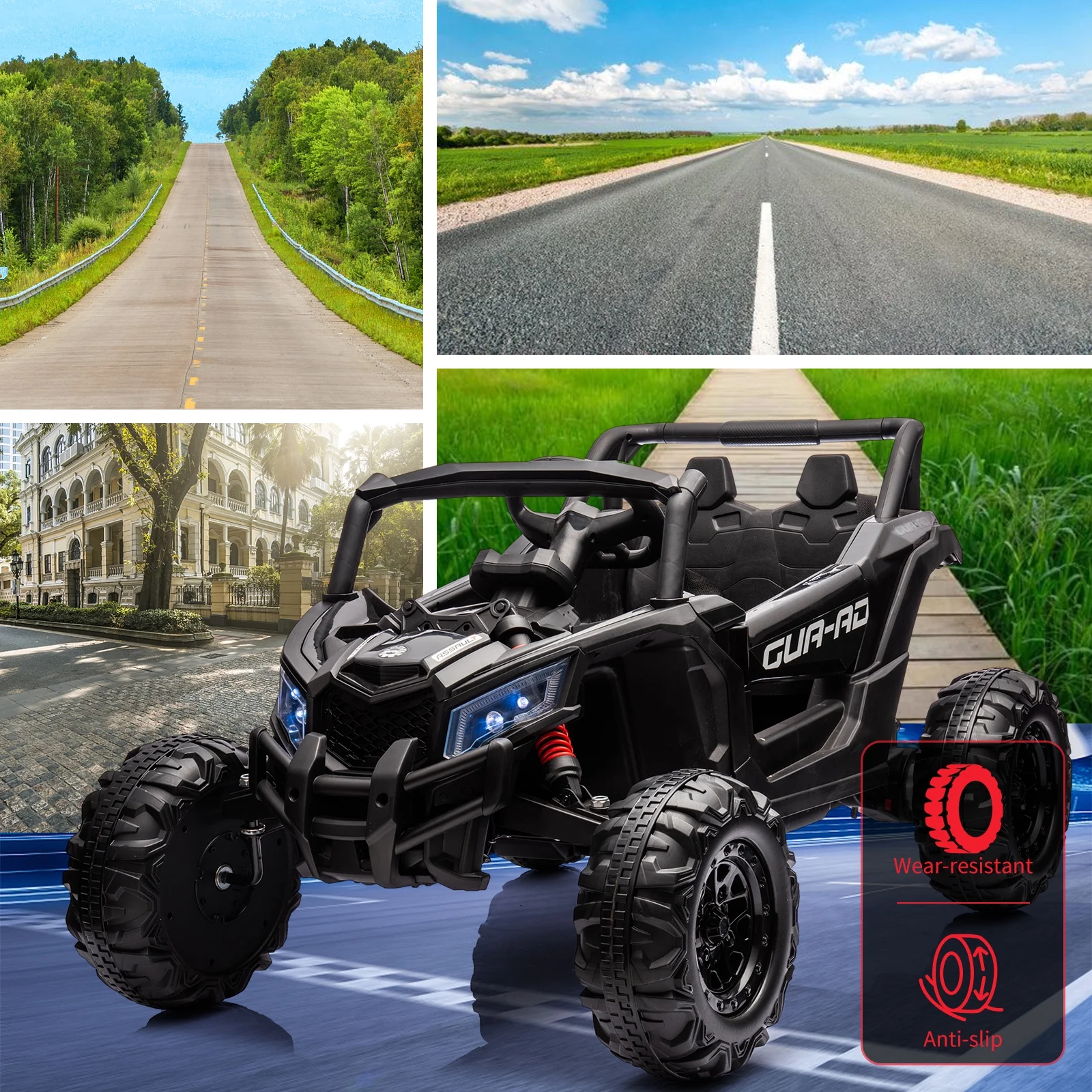 EastVita Ride on UTV Car, 24V Ride on Car Battery Powerd Electric Off-Road UTV Car w/Remote Control, 200W Motor, Spring Suspension, Music, LED Lights, ATV, Red - Womvr