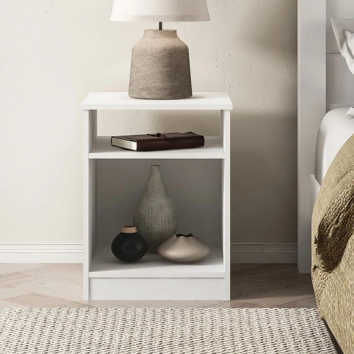 Mainstays Ardent Open Shelf Nightstand, White - Womvr