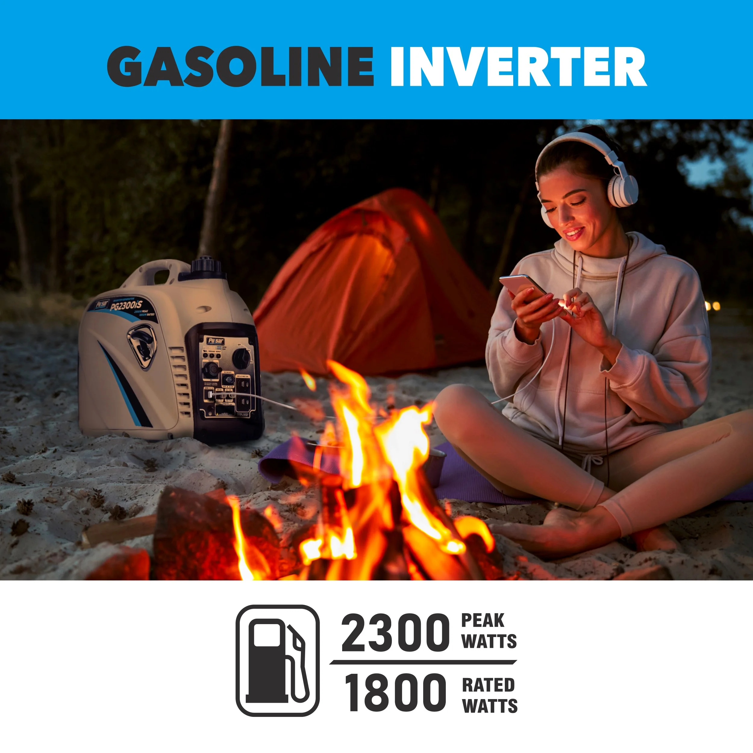 Pulsar 2300-Watt Super Quiet Gasoline Powered Inverter Generator with USB - Womvr