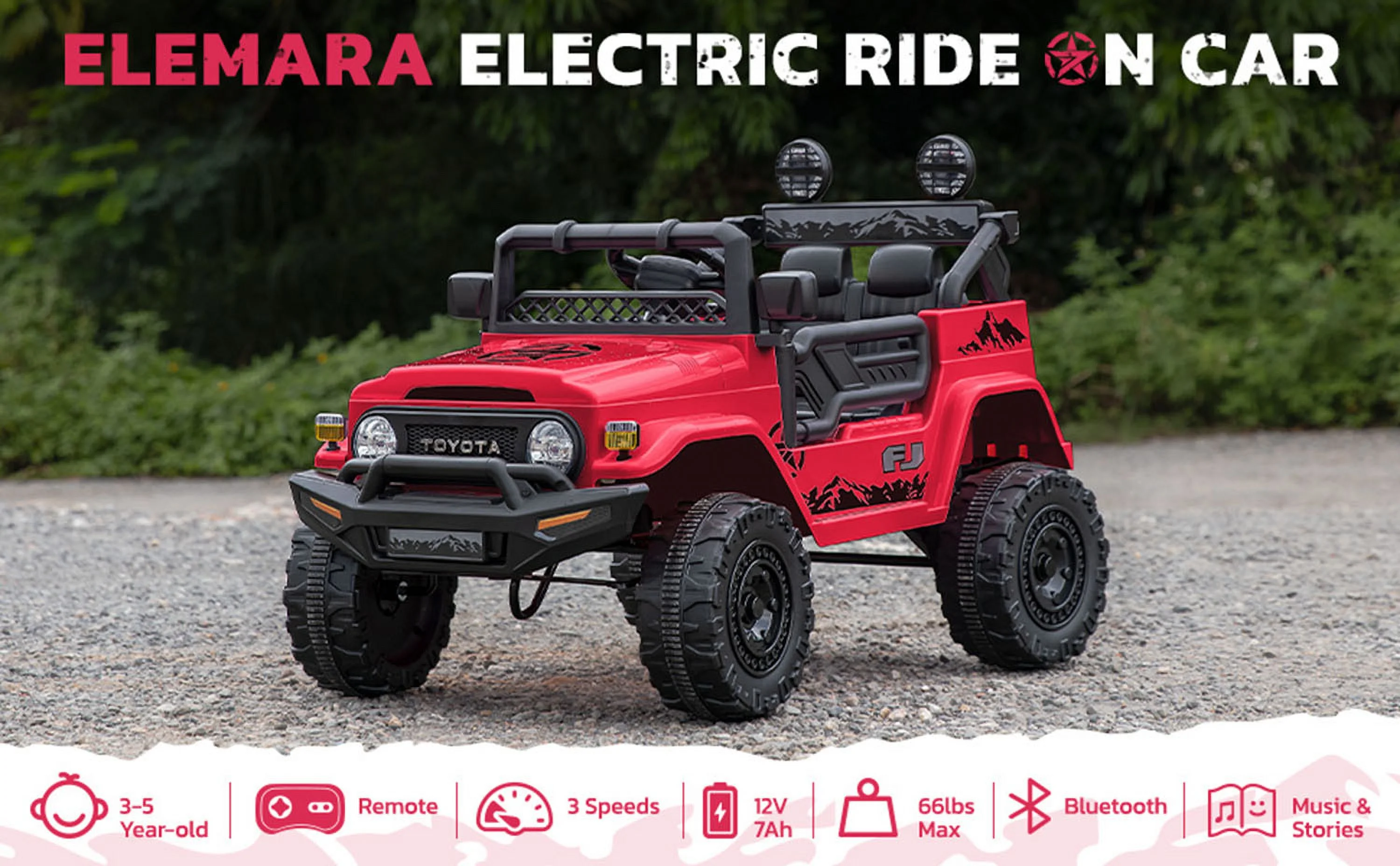 Toyota FJ Cruiser Ride on Car, 12V Powered Off-Road Toys for Kids w/ Remote,Spring Suspension,6 LED Lights,Camo Green - Womvr