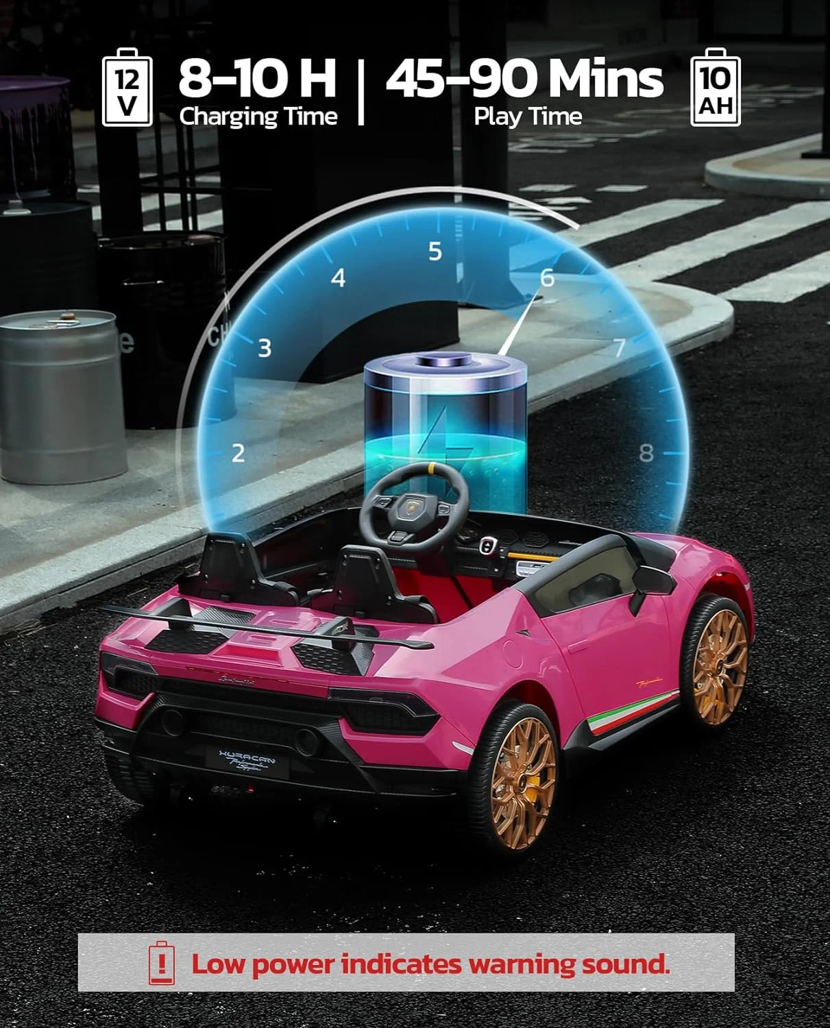 Lamborghini Huracan Ride on Car Real 2 Seater, Powered Electric Vehicle with Parent Remote, Maximum 4.0mph Ride on Toys for 3-8 Years Kids,Pink - Womvr