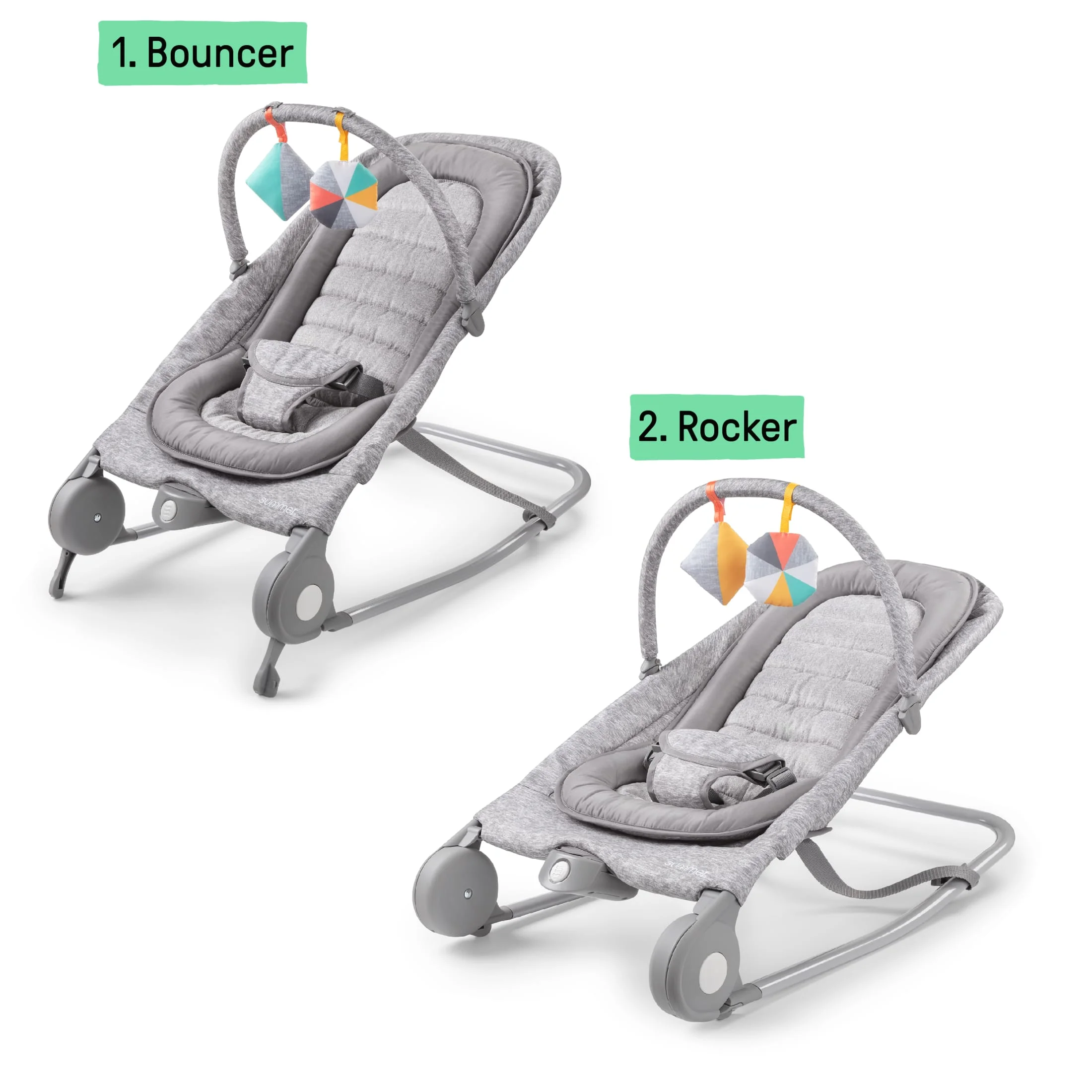 Summer by Ingenuity 2-in-1 Baby Bouncer & Rocker Duo, Light Gray Tweed - Womvr