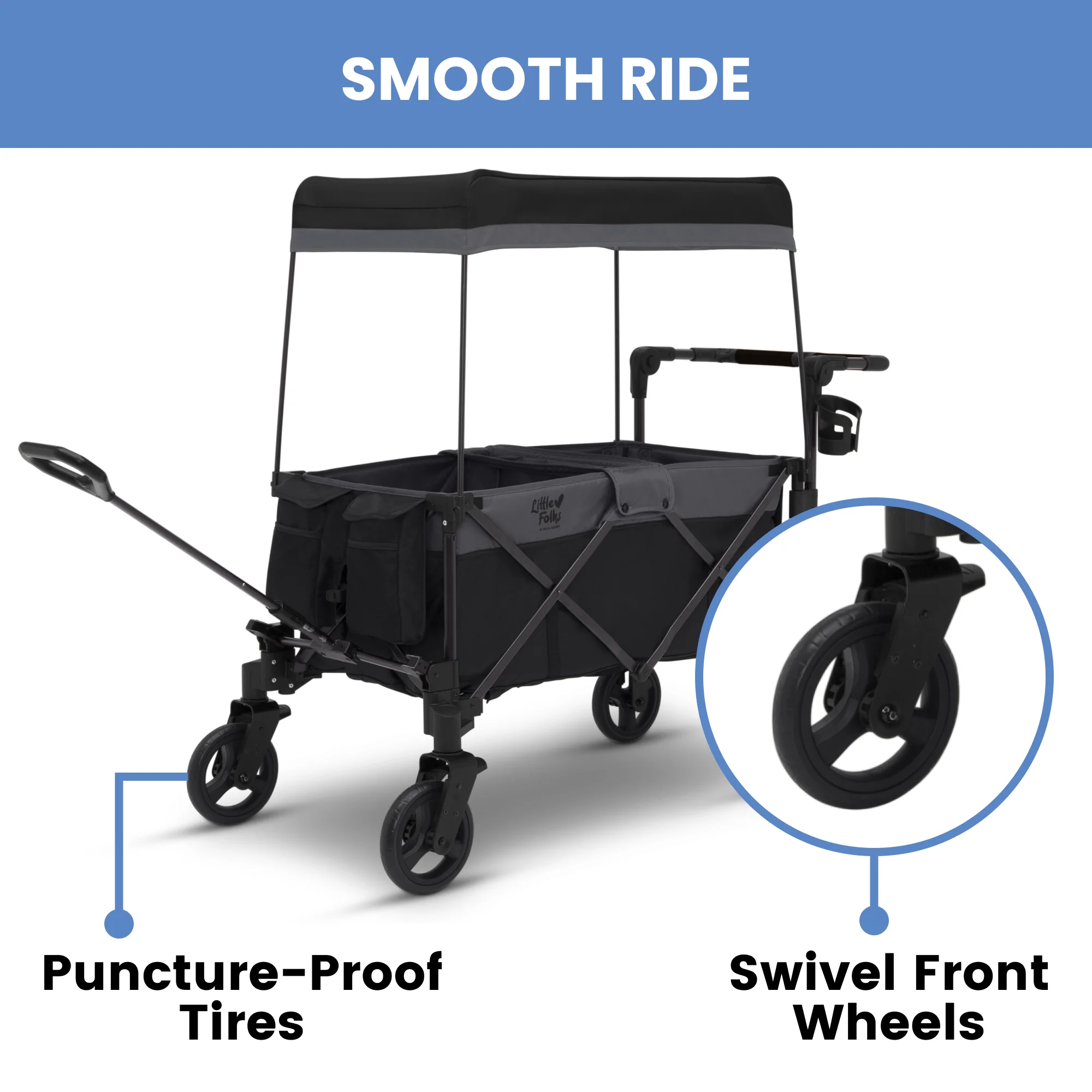 Little Folks by Delta Children City Wagon Cruiser Stroller, Black - Womvr