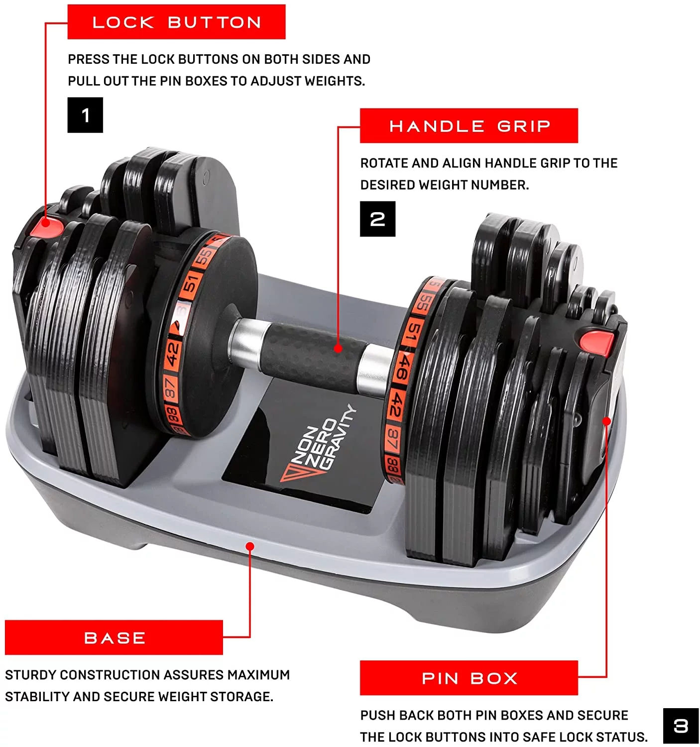 NZG PowerDyne 80lbs Adjustable Dumbbell Weight Set (Coal) - Womvr