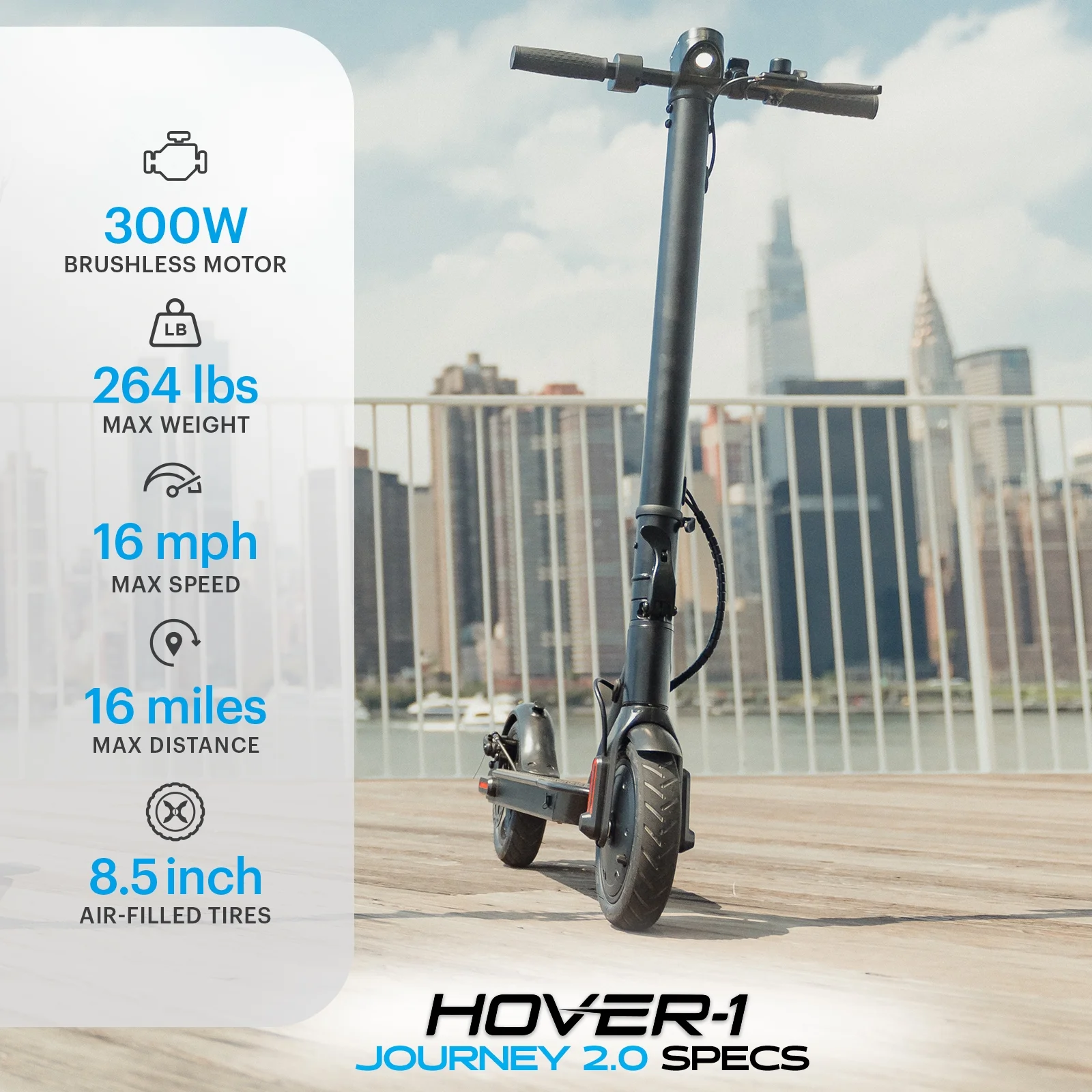 Hover-1 Journey 2.0 Self Balancing Electric Scooter for Teens, 16 mph Max Speed, UL 2272 Certified, Black - Womvr