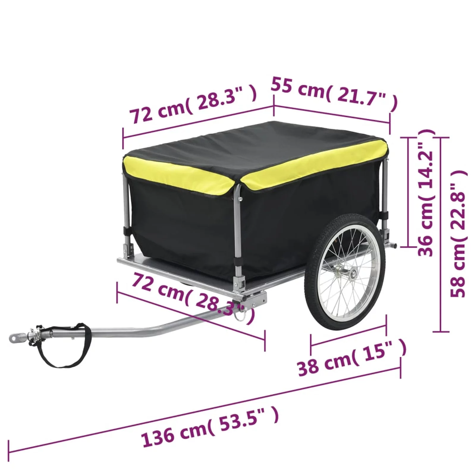 moobody Bike Cargo Trailer with Foldable Drawbar and Removable Cargo Compartment 2 Wheels Quick-Release Bike Wagon Trailer 53.5 x 28.3 x 22.8 Inches (L x W x H) - Womvr