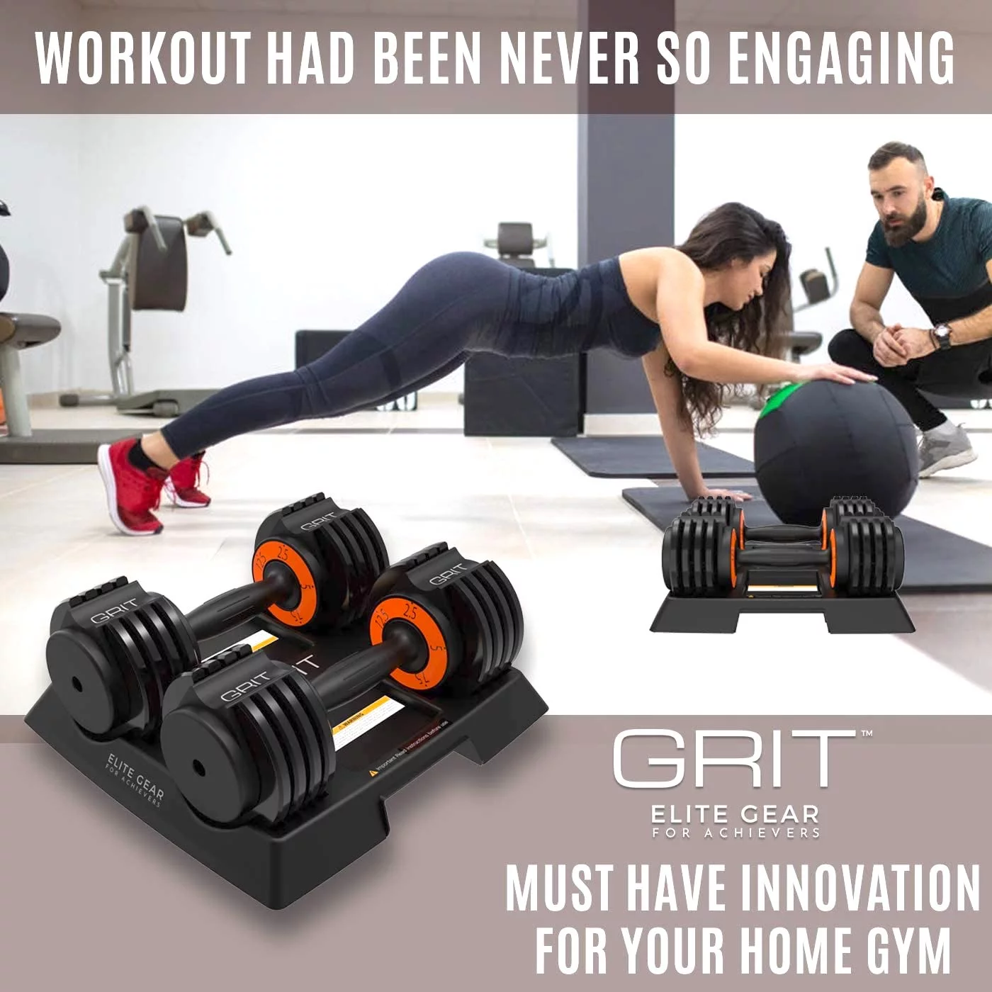 Grit Adjustable Dumbbells (Pair) - 2.5 to 12.5 lb - Fast Adjusting Weights with Tray for Men and Women - Womvr