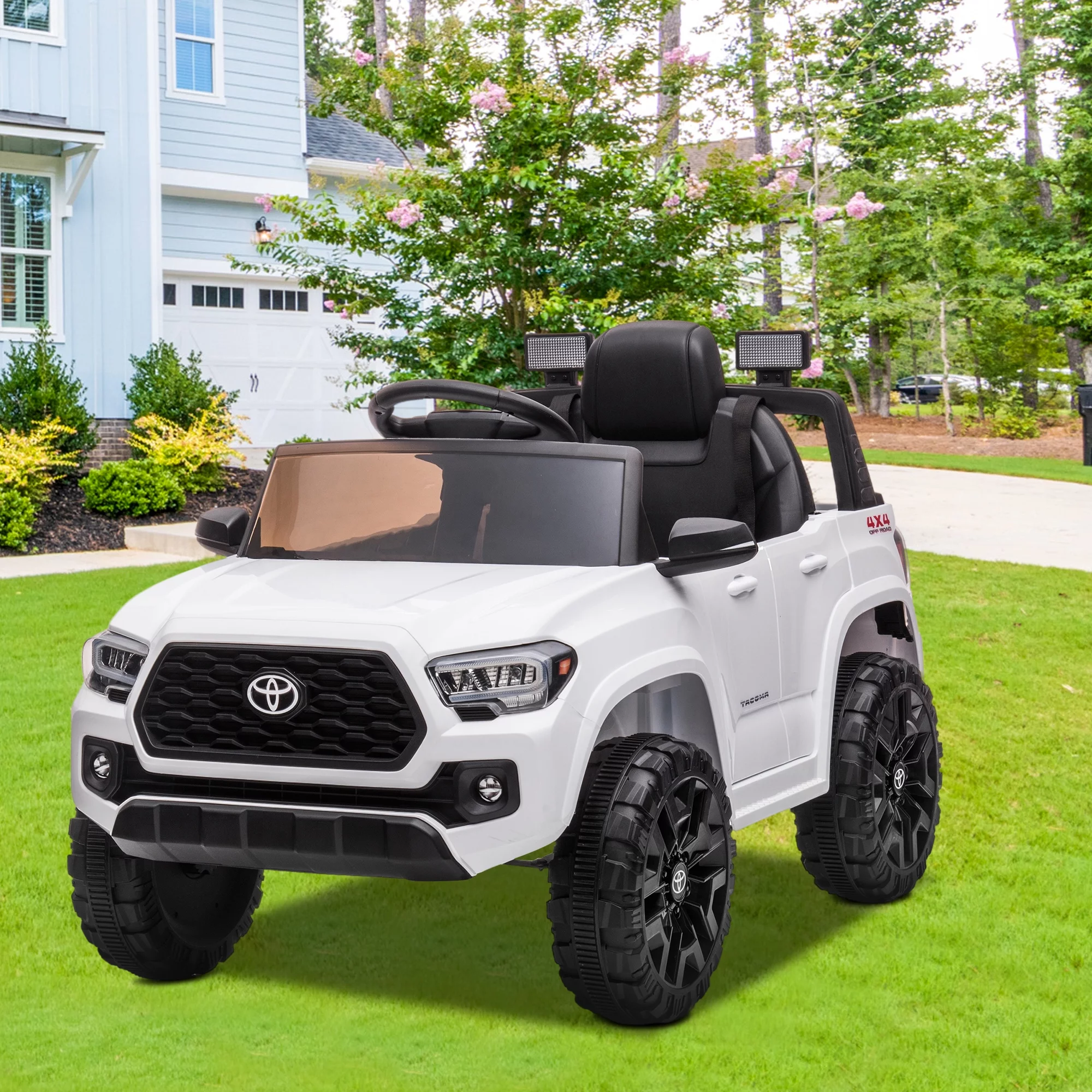 Licensed Toyota Tacoma Electric Ride on Vehicle for Kids, 12V Powered Ride on Car Toys with Remote Control, LED Lights, MP3 Player, Gray - Womvr