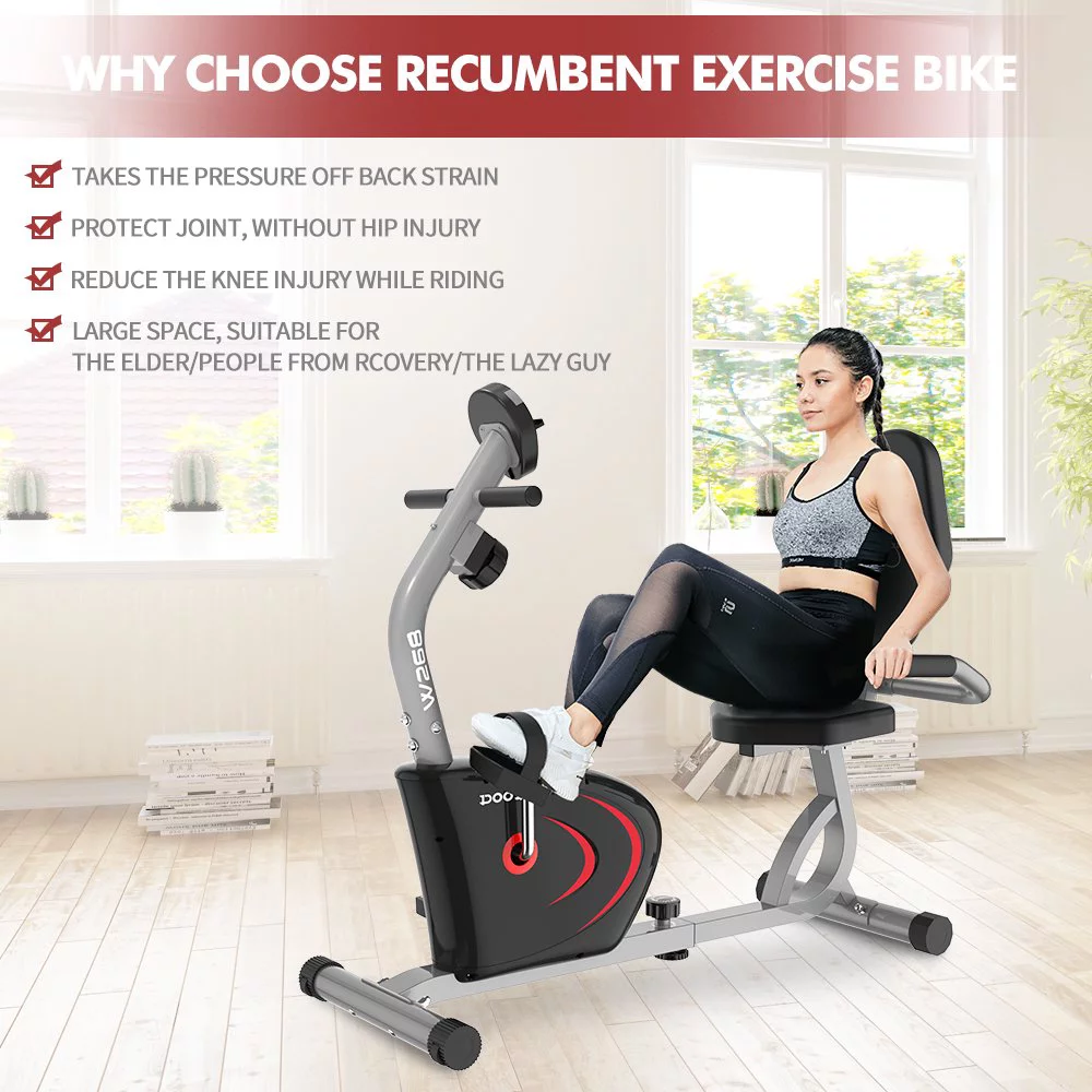 Pooboo Recumbent Exercise Bikes Sit Down Stationary Bicycle Magnetic Resistance Indoor Cycling Bike 330lb - Womvr