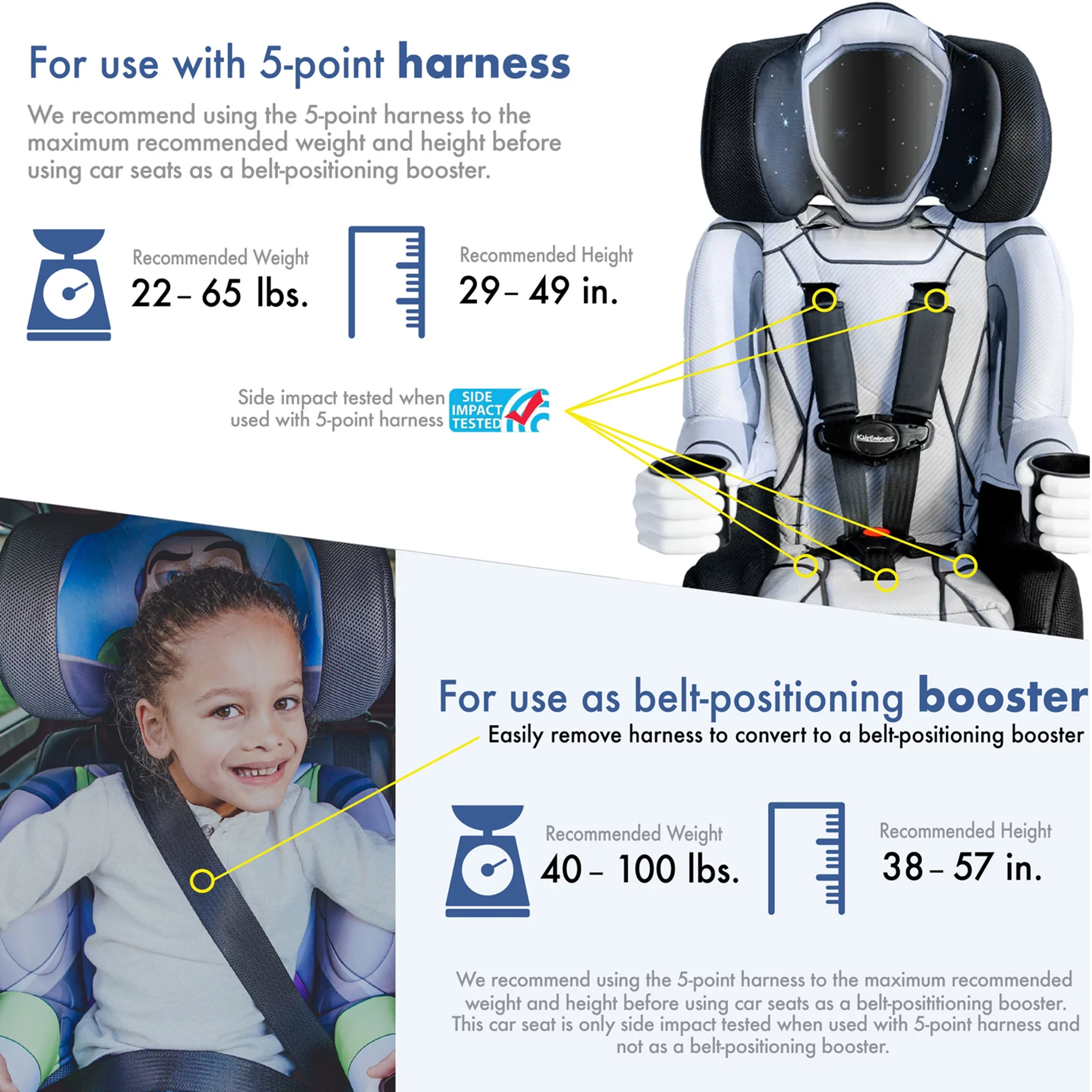 KidsEmbrace Combination Harness Booster Car Seat, Astronaut - Womvr