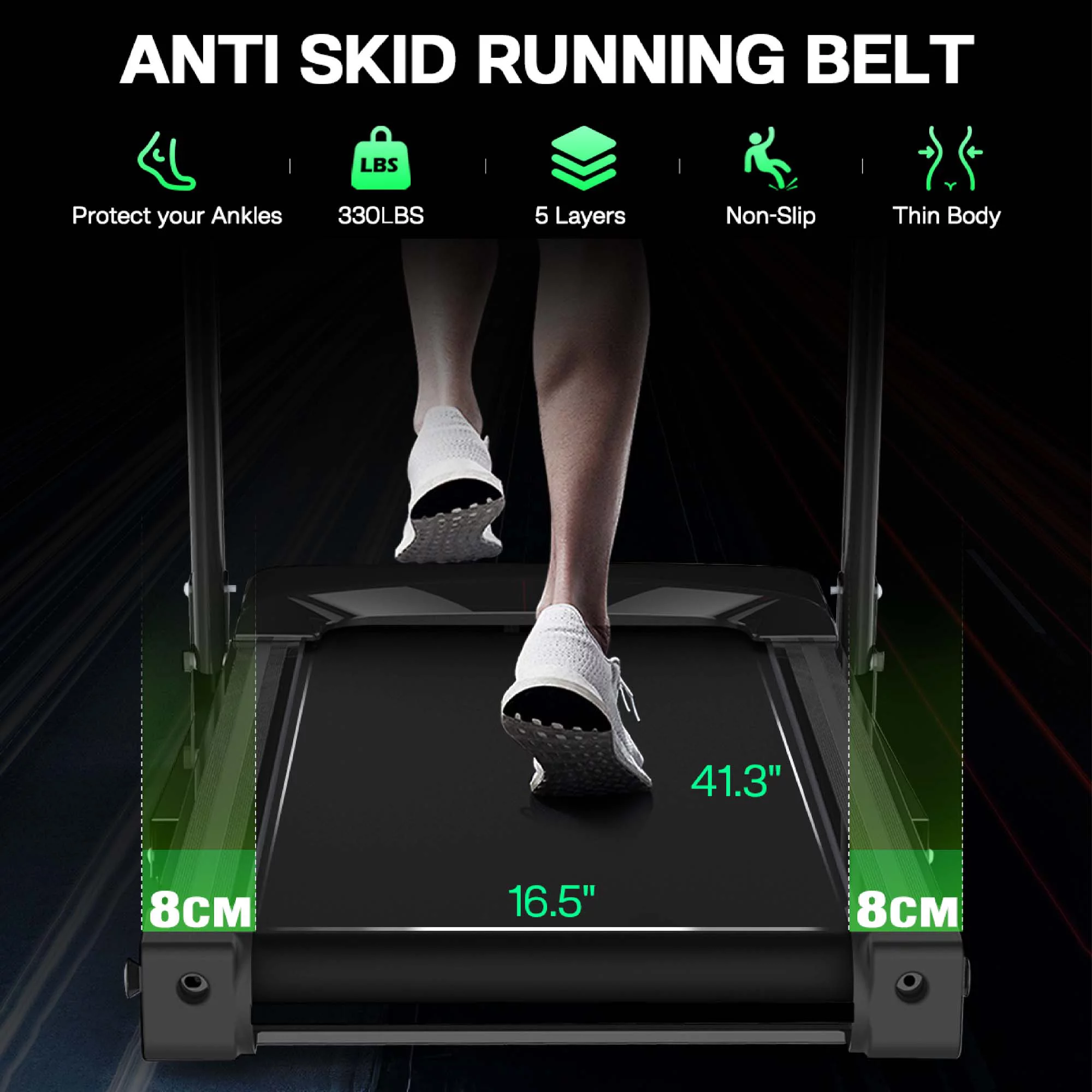 Aukfa 3.5 HP Folding Treadmill with Incline for Home Office Workout, 300 lbs+ Capacity, Green - Womvr
