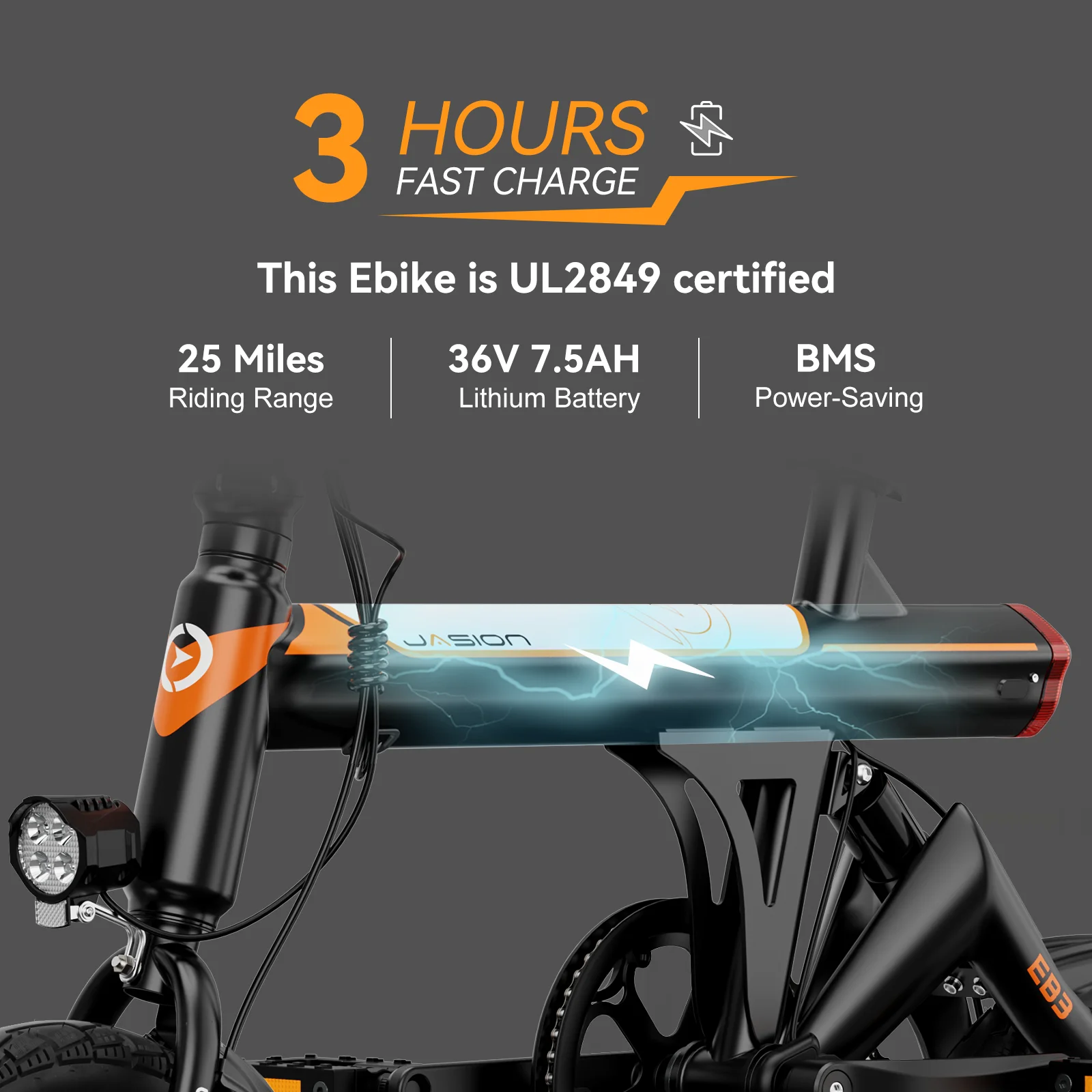 Jasion EB3 Electric Bike for Adults, 350W Folding Electric Bicycle with 270Wh Battery, 14