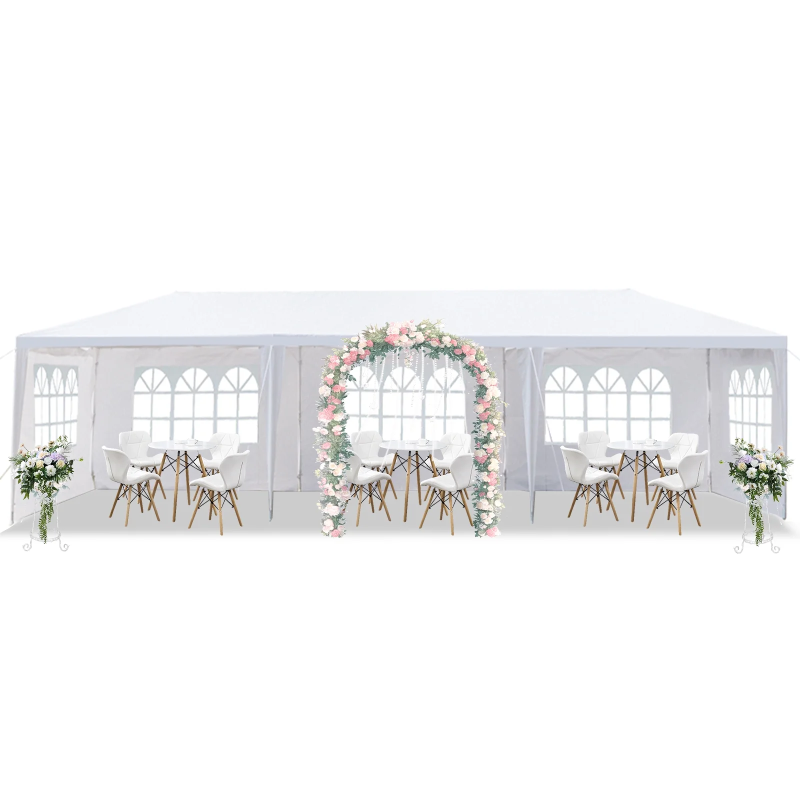 UBesGoo 10' x 10' Canopy Waterproof Party Tent Practical Outdoor Tent for Parties White - Womvr