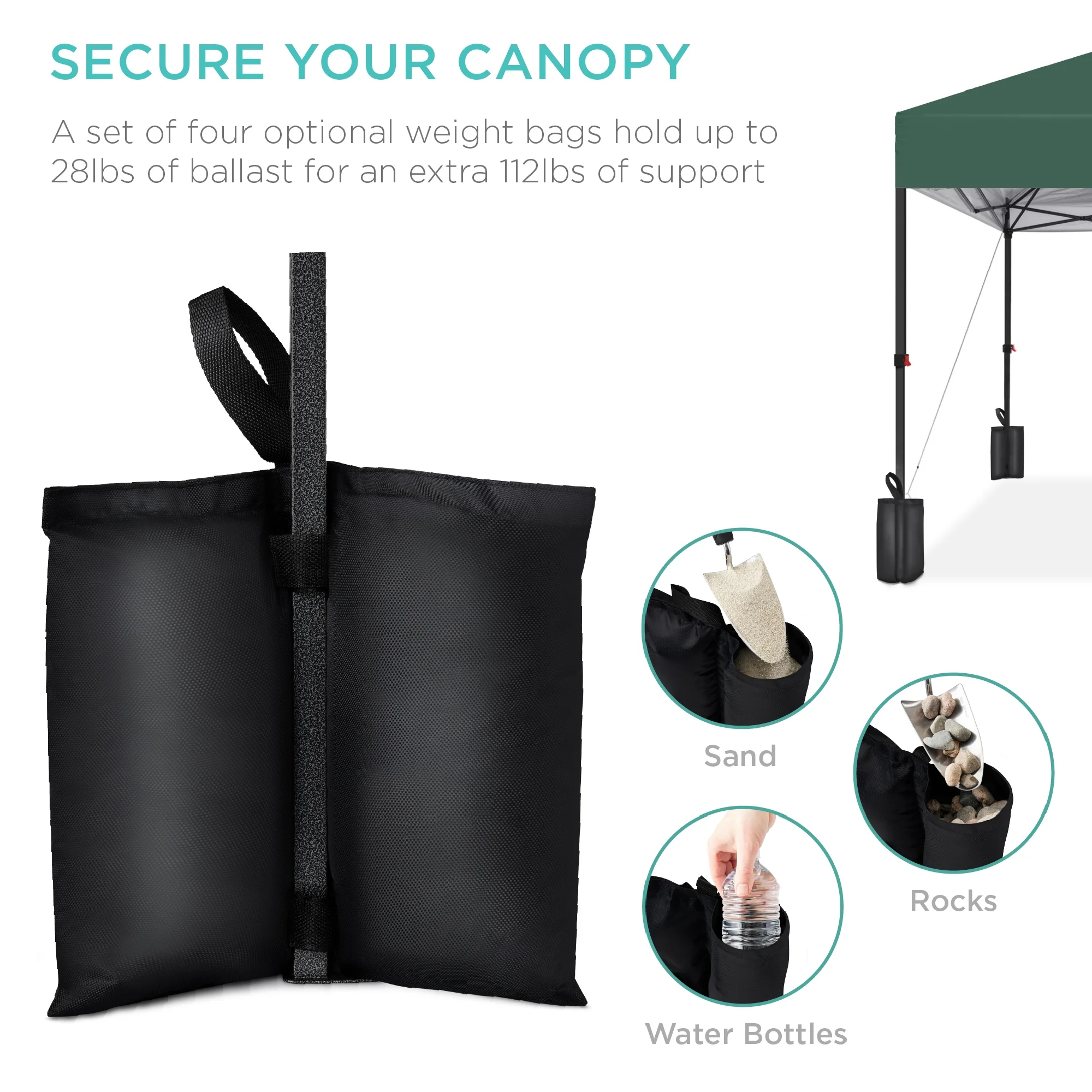 Best Choice Products 10x10ft Easy Setup Pop Up Canopy w/ 1-Button Setup, Wheeled Case, 4 Weight Bags - Cerulean - Womvr