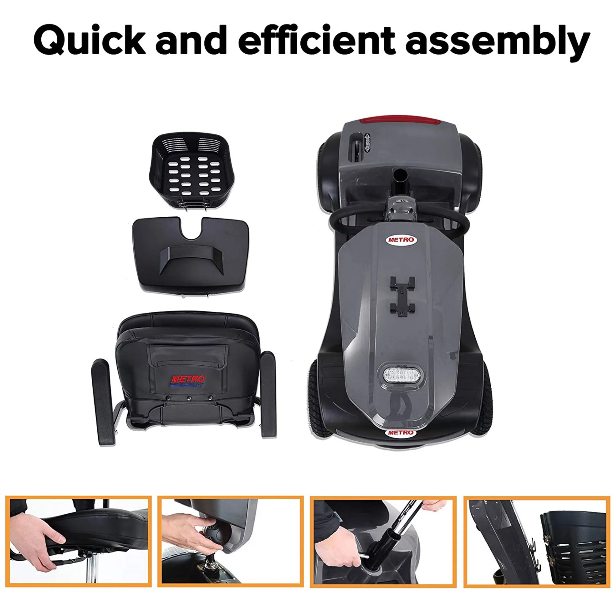 Segmart Mobility Scooter for Seniors, 20''W Armrest, Windshield, Rear Suspension, Front Rear Light, Cup Holder, USB Charging Port, Gift Flag, 300lbs, Red - Womvr