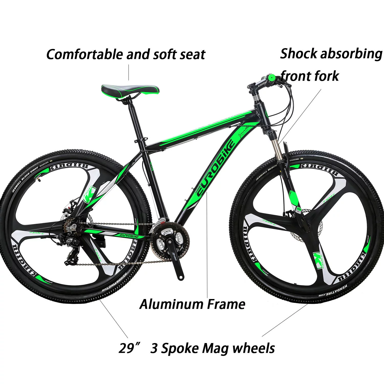 Eurobike Aluminum Mountain Bike 21 Speed 29 inch Bicycle for Men or Women Adults Silver - Womvr