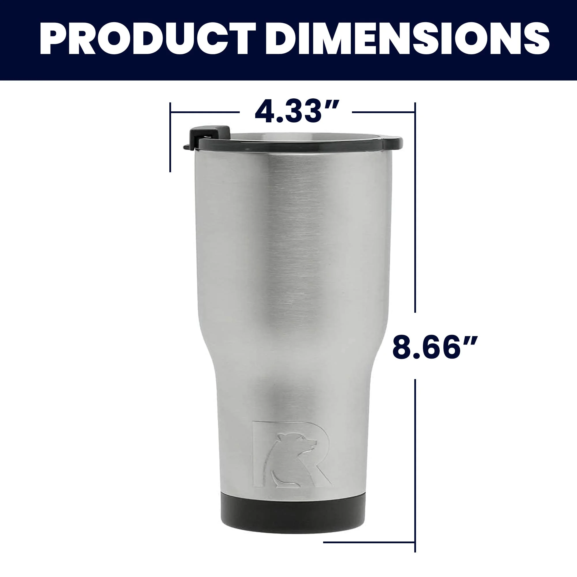 RTIC 30 OZ Insulated Tumbler Stainless Steel Coffee Travel Mug with Lid, Spill Proof, Hot Beverage and Cold, Portable Thermal Cup for Car, Camping, Deep Harbor - Womvr