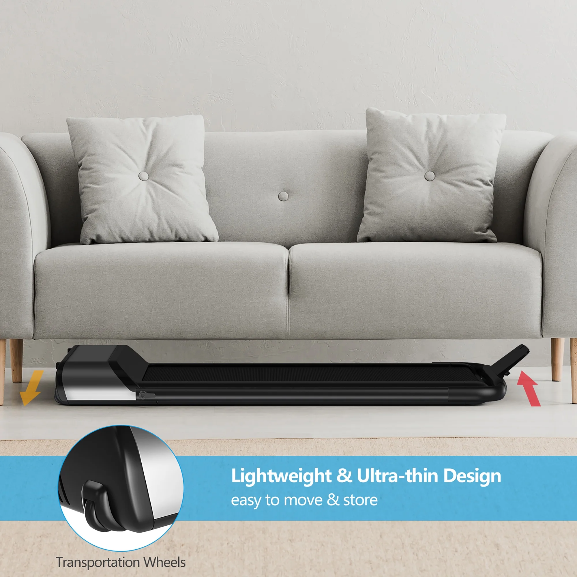 Costway Installation-Free Ultra-Thin Folding Treadmill Exercise Fitness Machine w/5-Layer - Womvr