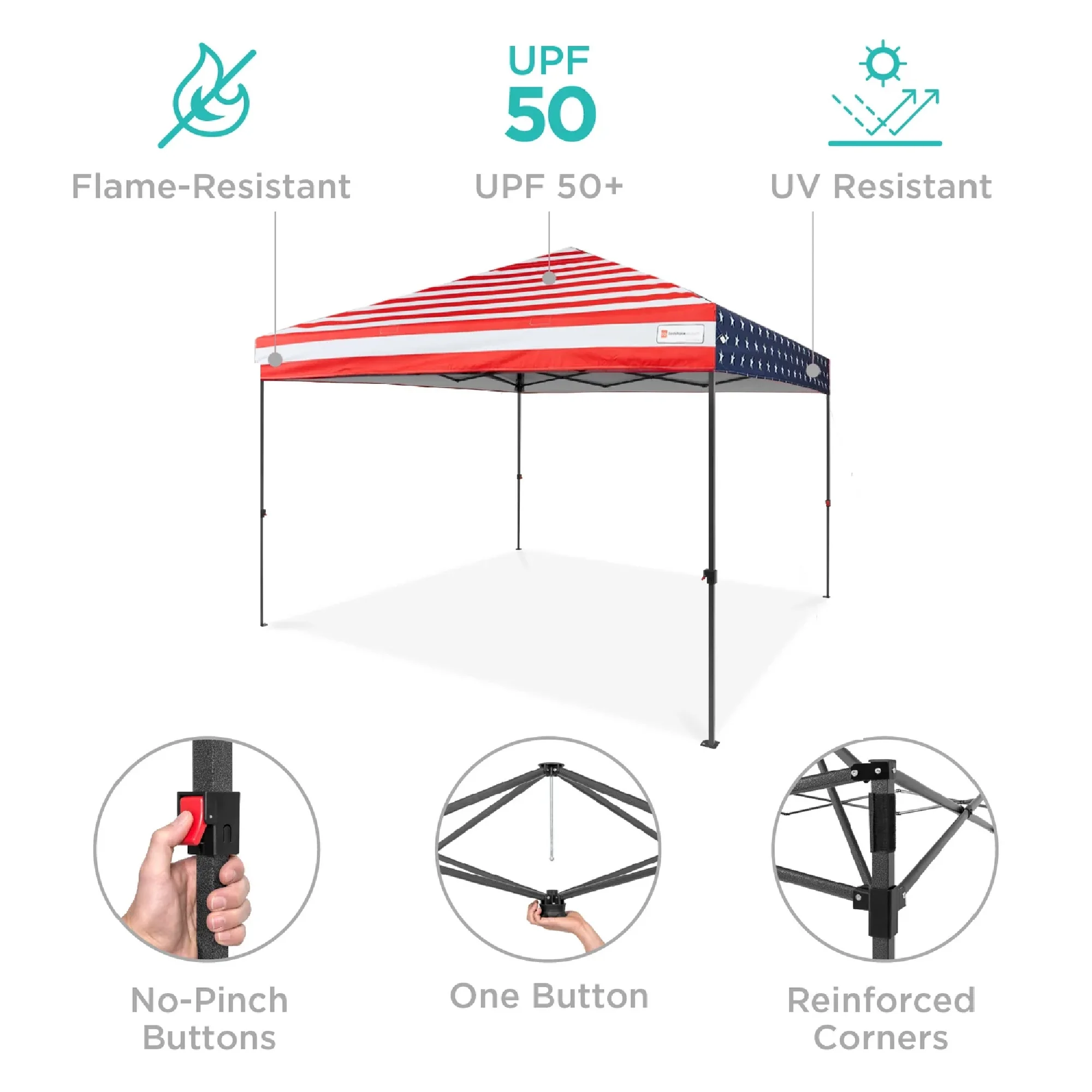 Best Choice Products 10x10ft Easy Setup Pop Up Canopy w/ 1-Button Setup, Wheeled Case, 4 Weight Bags - Cerulean - Womvr